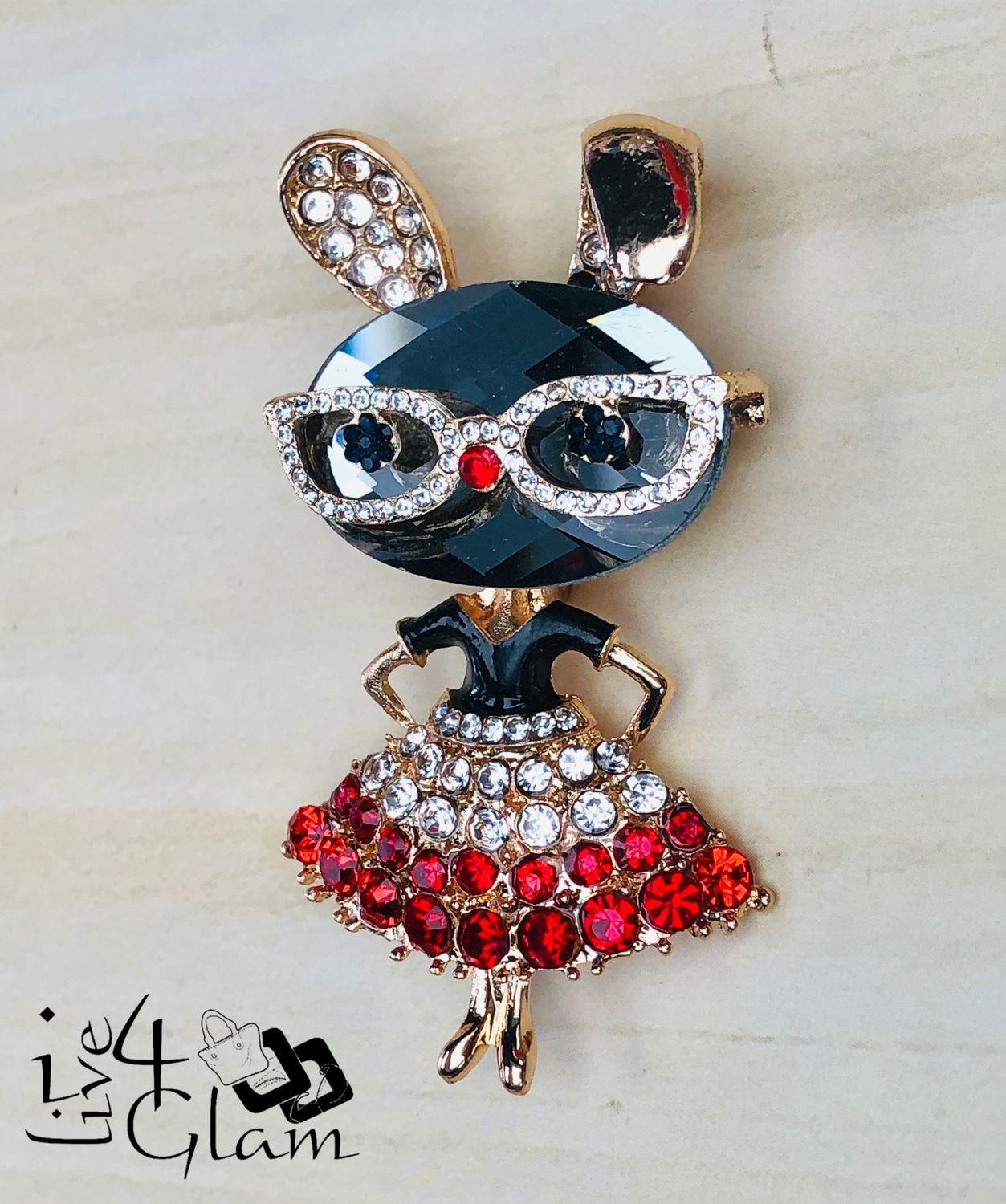 Rhinestone Bunny Broach