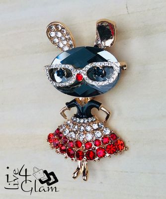 Rhinestone Bunny Broach