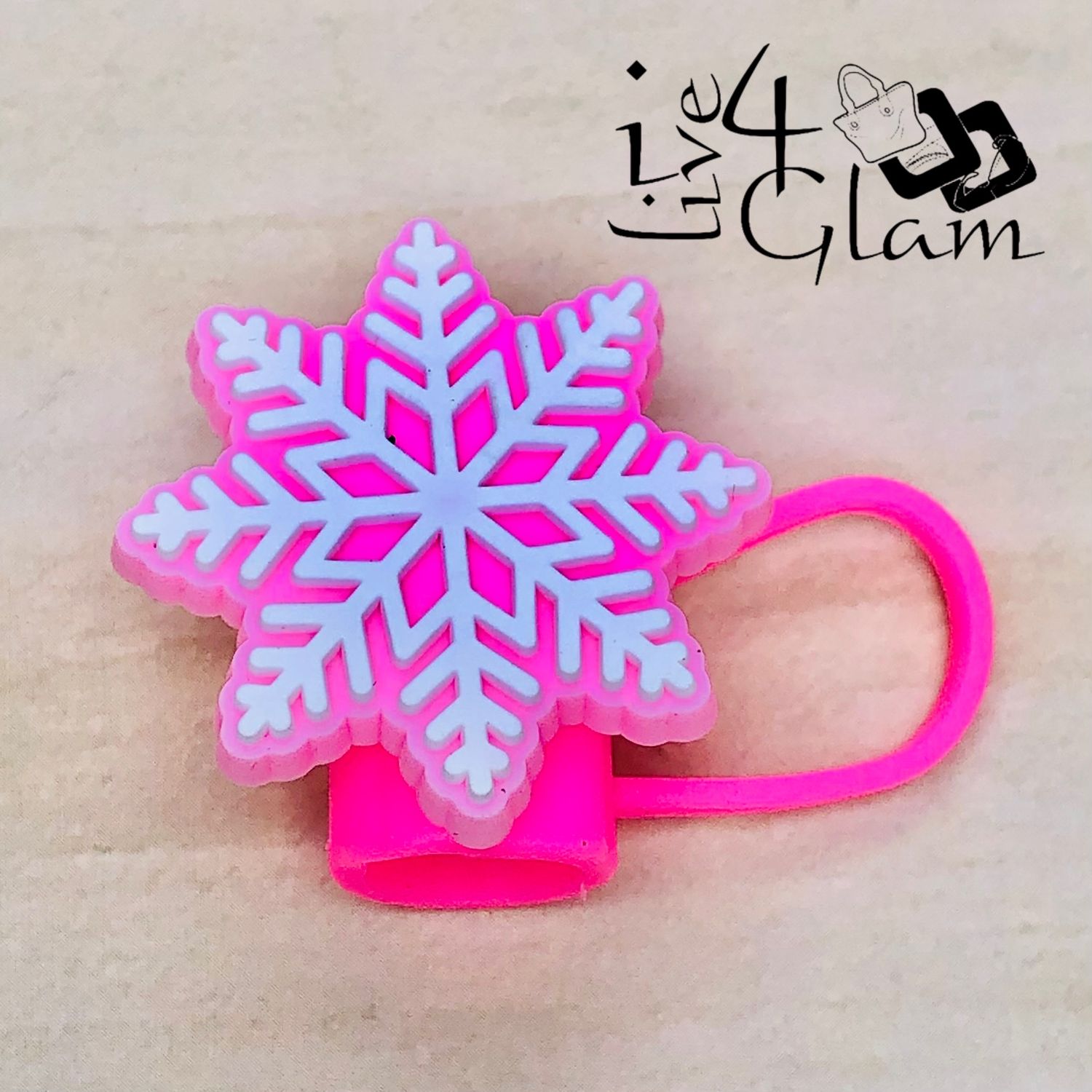 Pink Snowflake Large Straw Cover