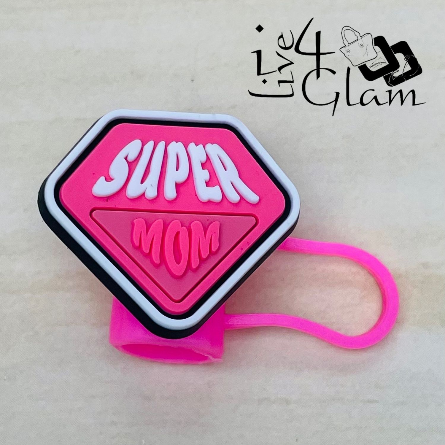Pink Super Mom Large Straw Cover