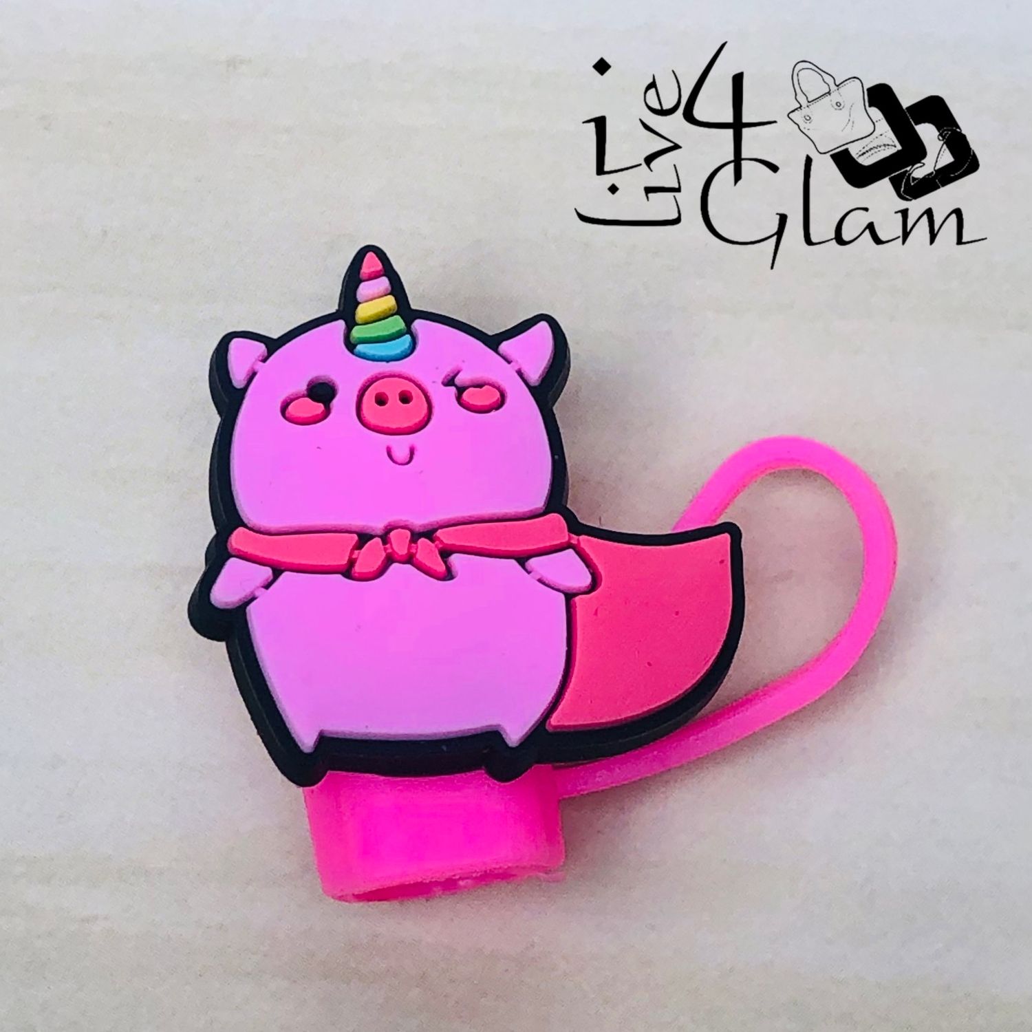 Pink Super Pig Large Straw Cover