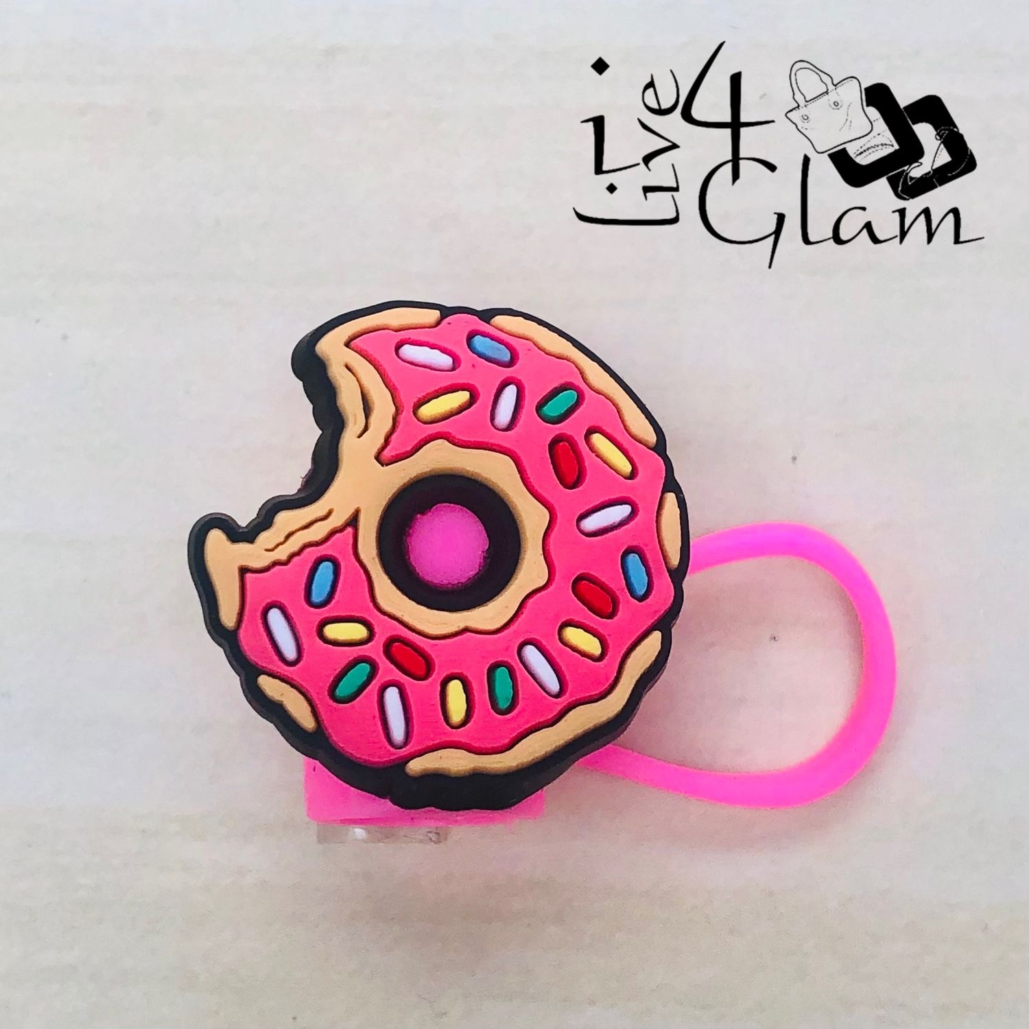 Pink Donut w Sprinkles Large Straw Cover