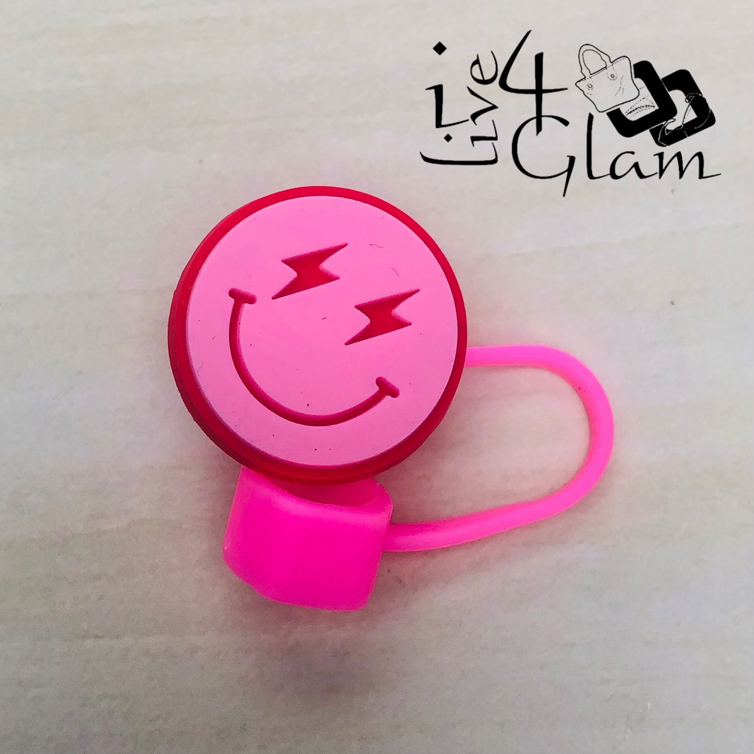 Pink Smiley Large Straw Cover