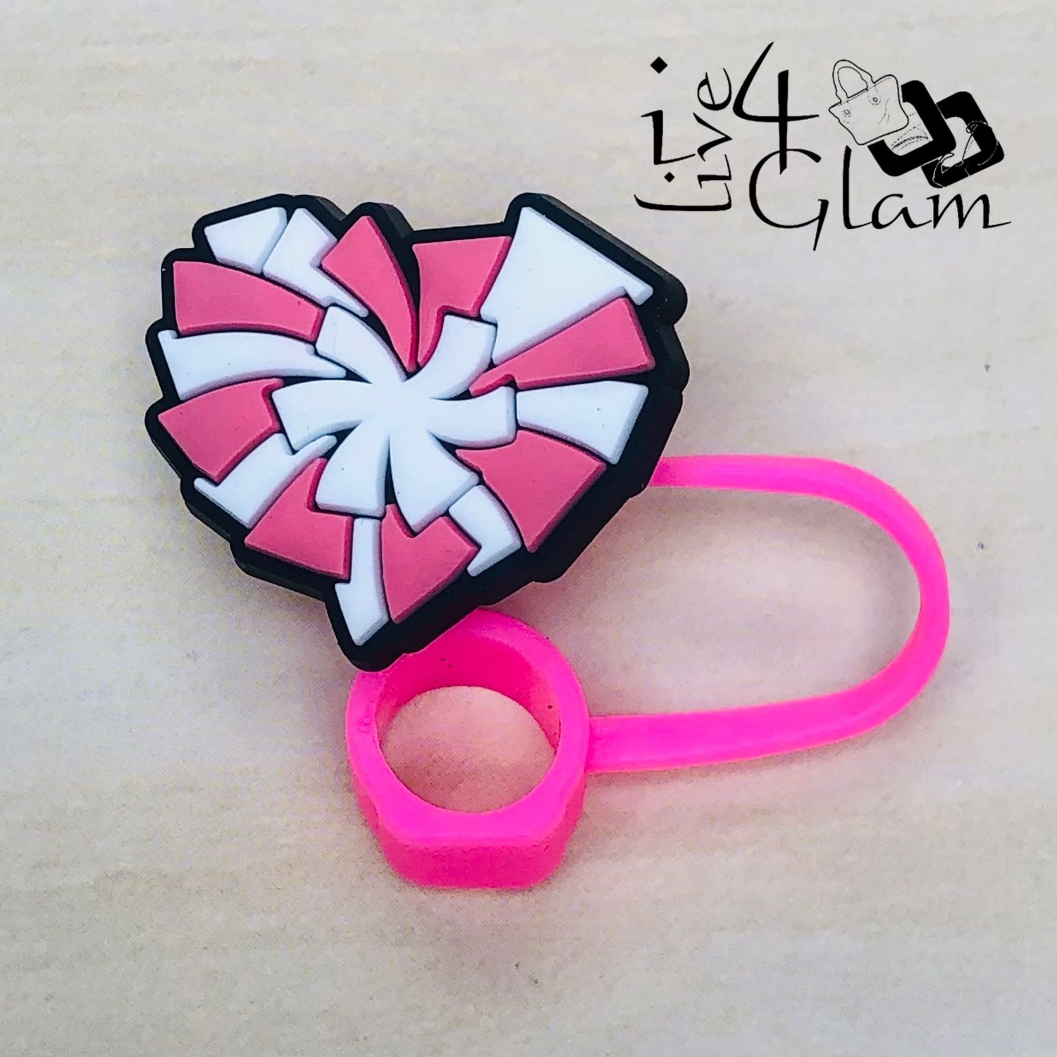 Pink Pom Pom Large Straw Cover