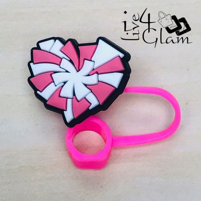 Pink Pom Pom Large Straw Cover