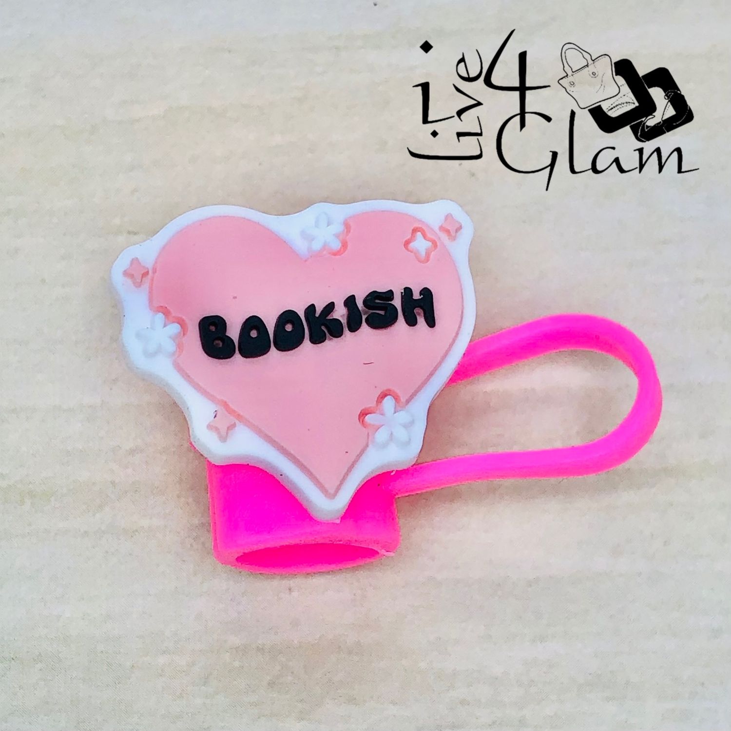 Pink Bookish Large Straw Cover