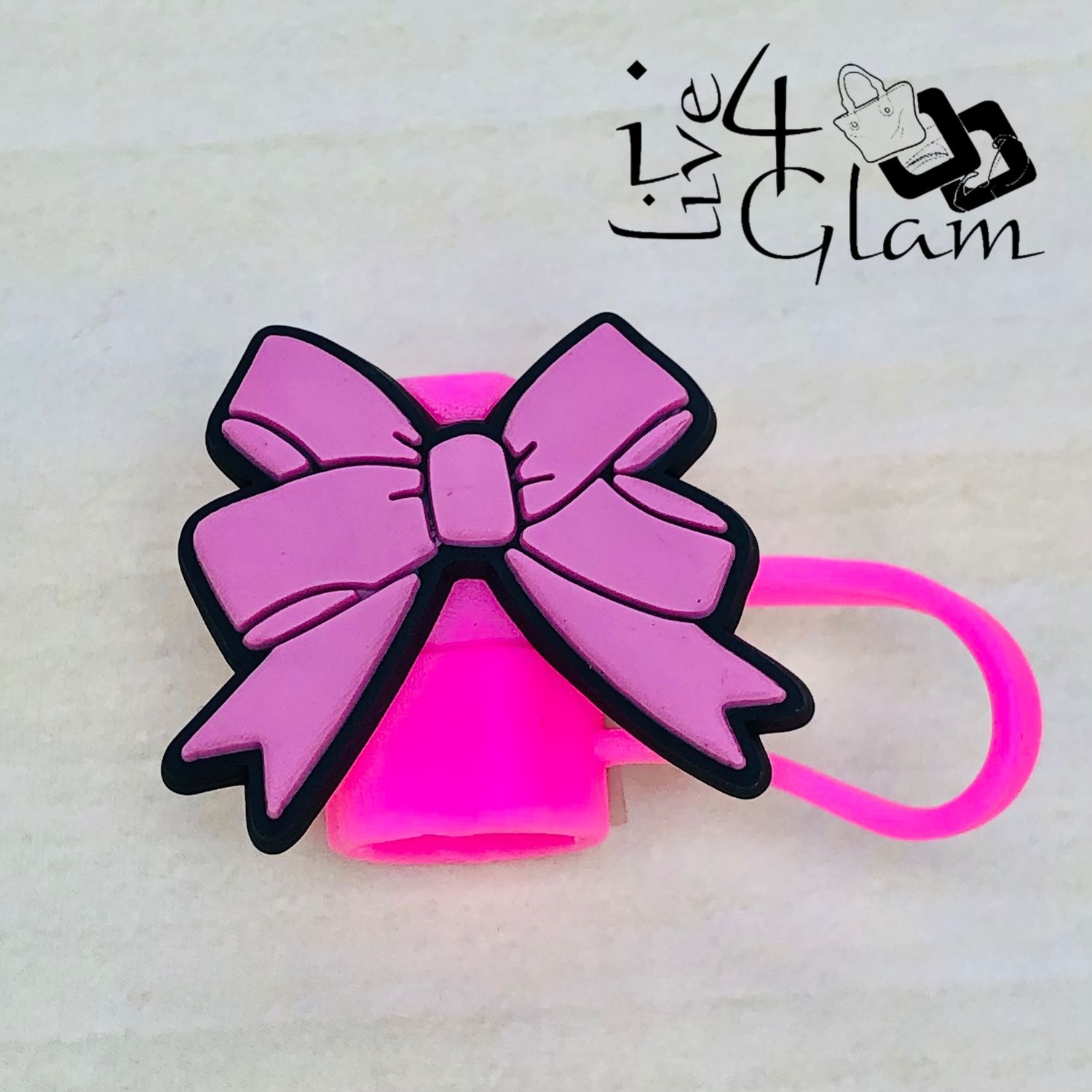 Pink Bow Large Straw Cover