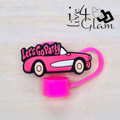 Pink Let&#39;s Go Party Large Straw Cover