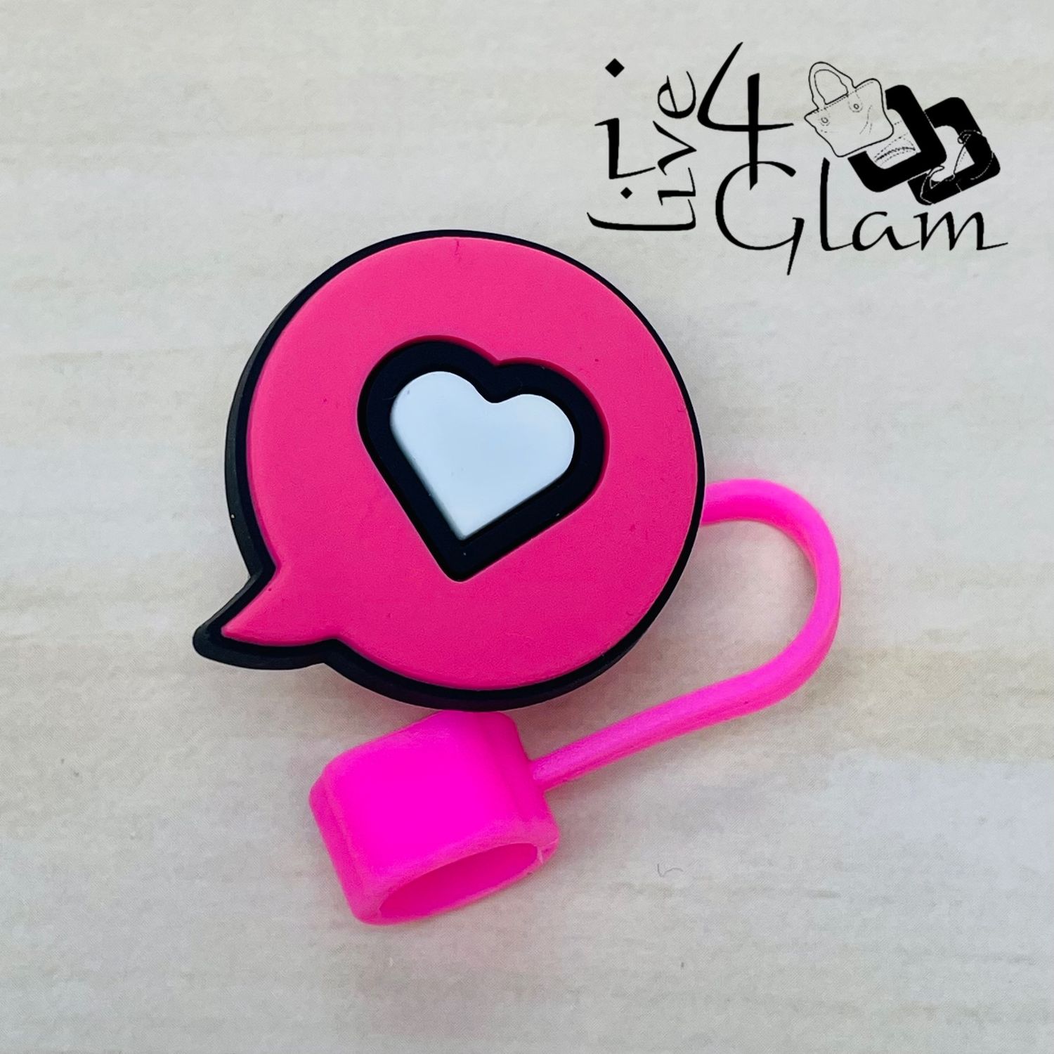 Pink Heart Bubble Large Straw Cover