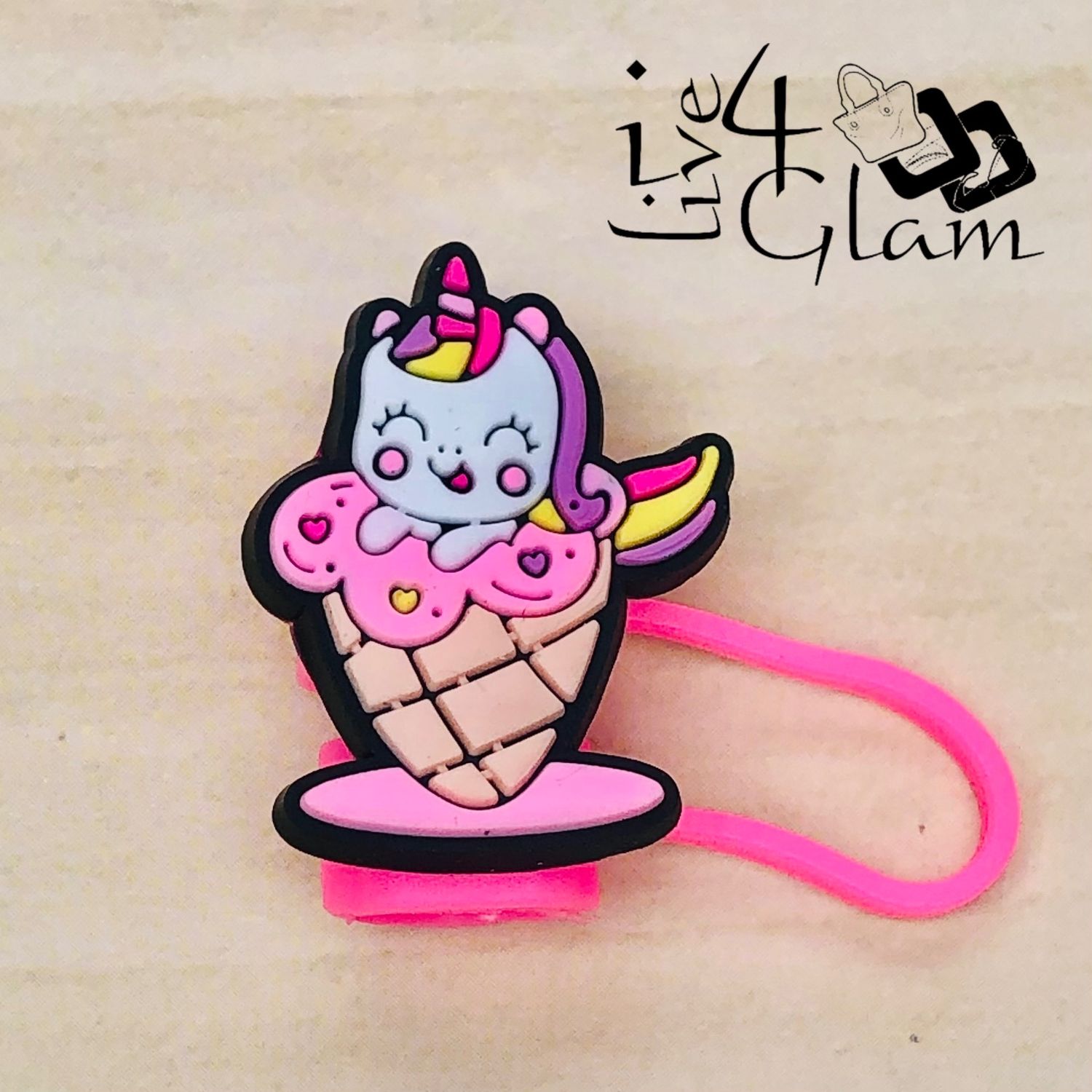 Pink Unicorn Ice Cream Large Straw Cover