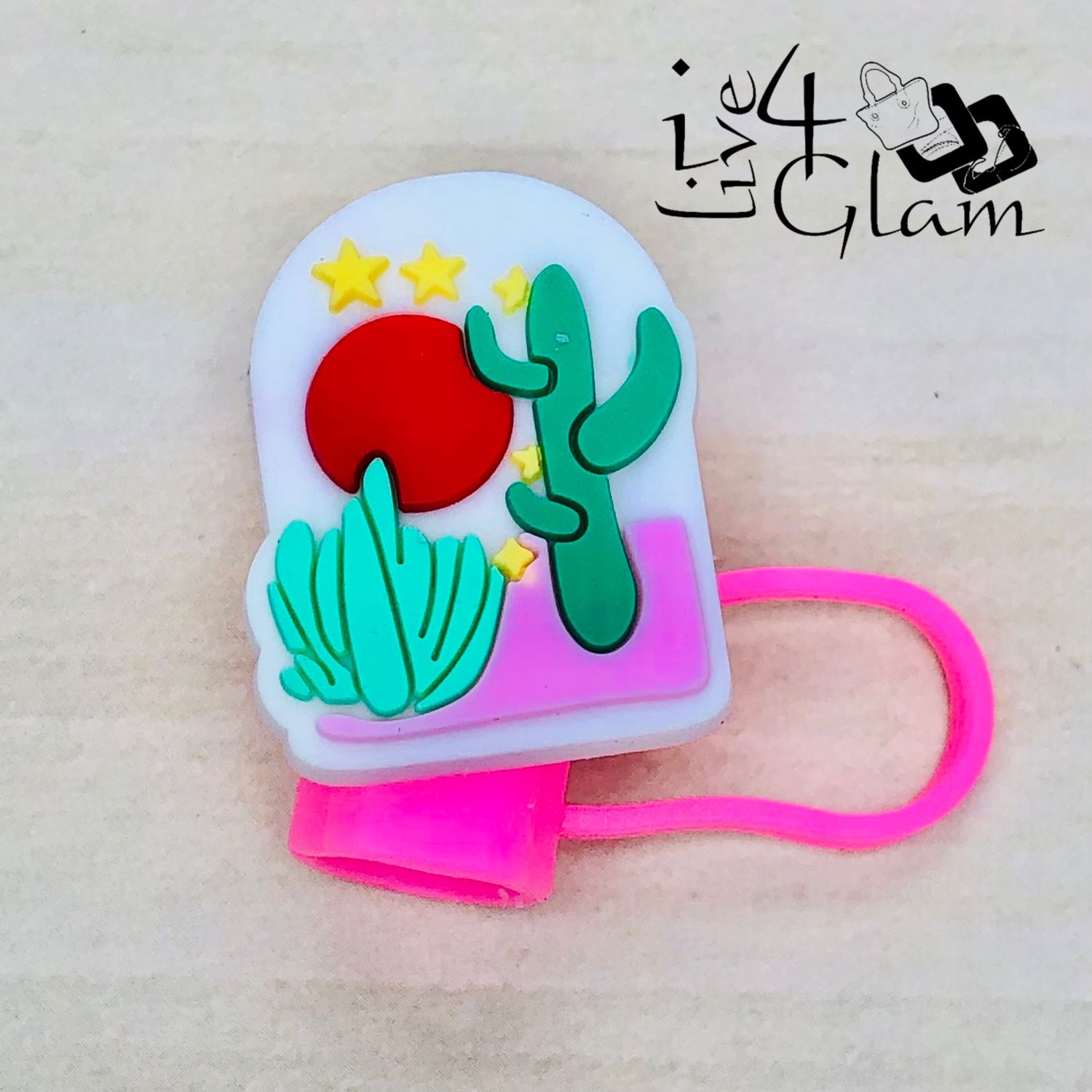 Pink Cactus Large Straw Cover