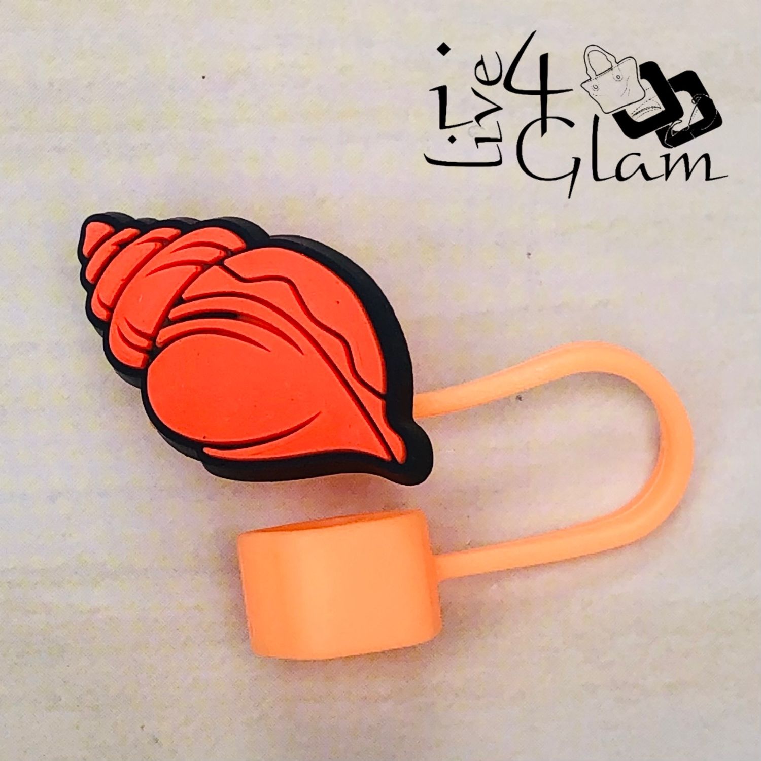 Orange Seashell Large Straw Cover