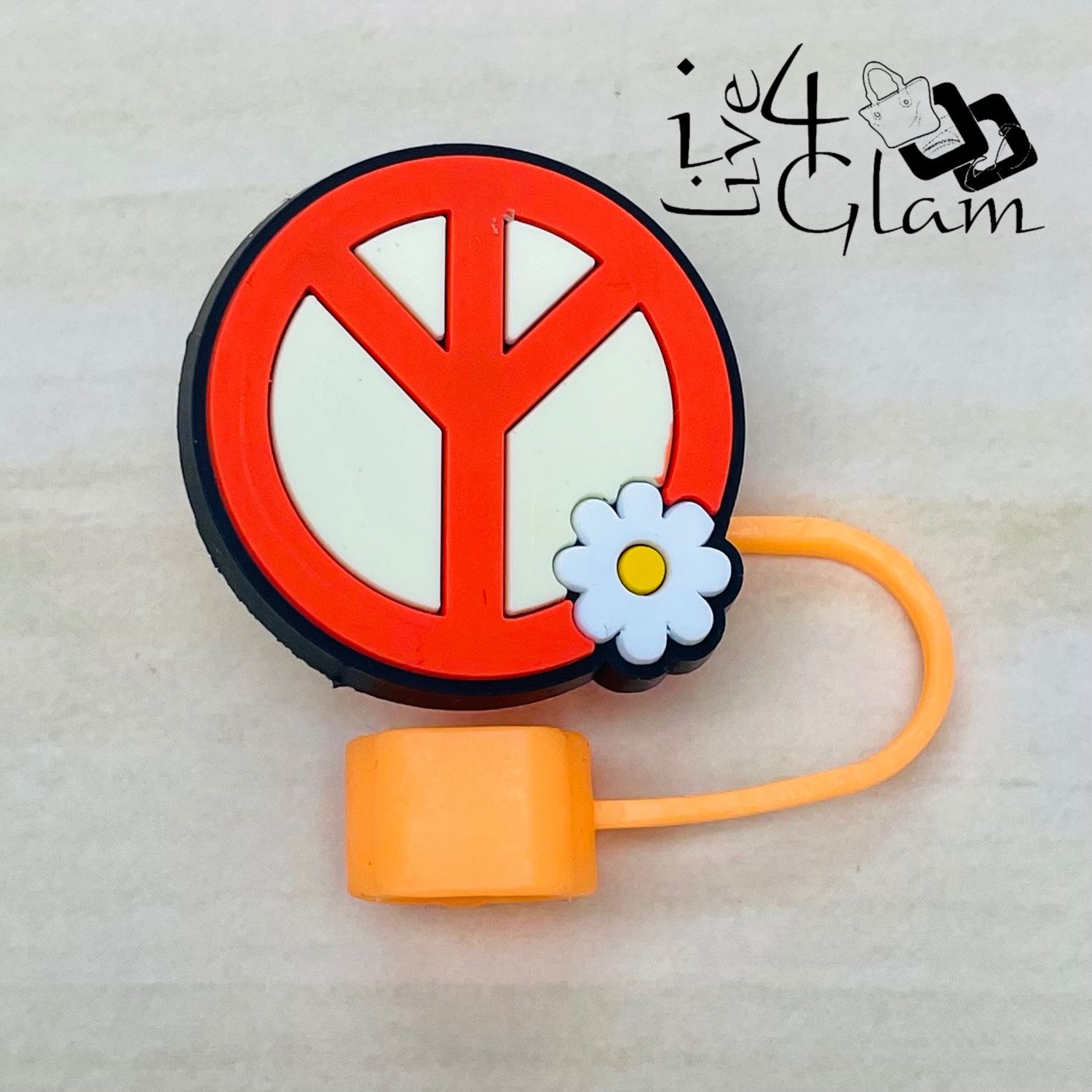 Orange Peace Large Straw Cover