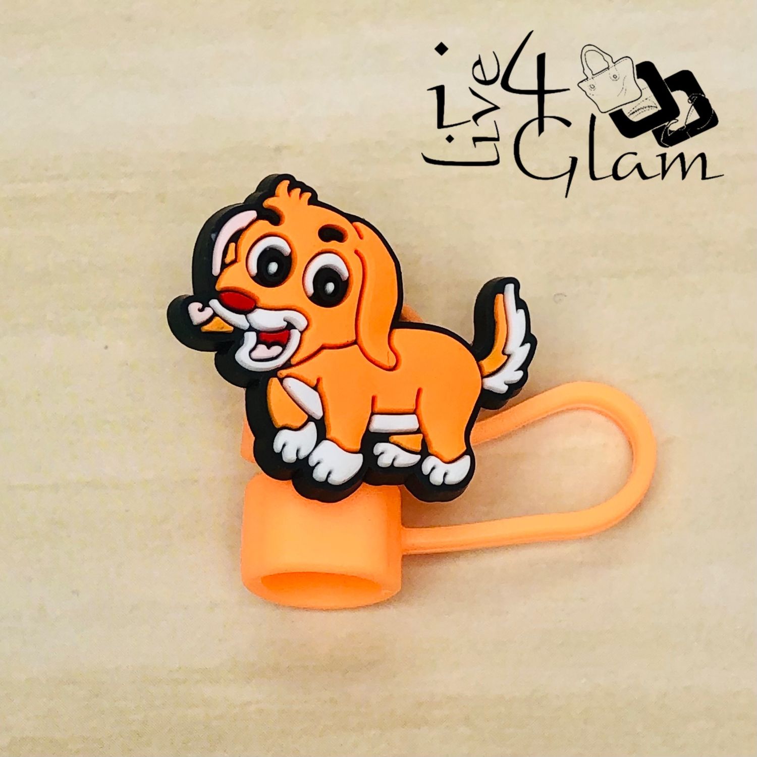 Orange Dog Large Straw Cover