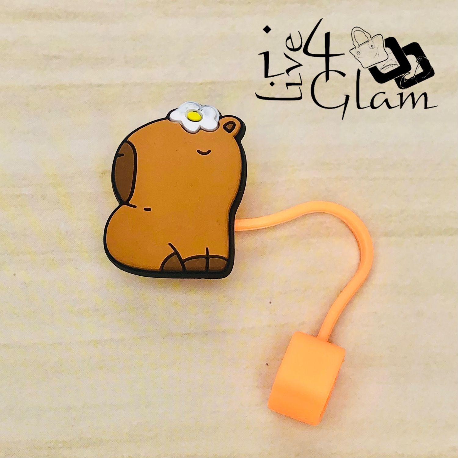 Orange Capybara Large Straw Cover