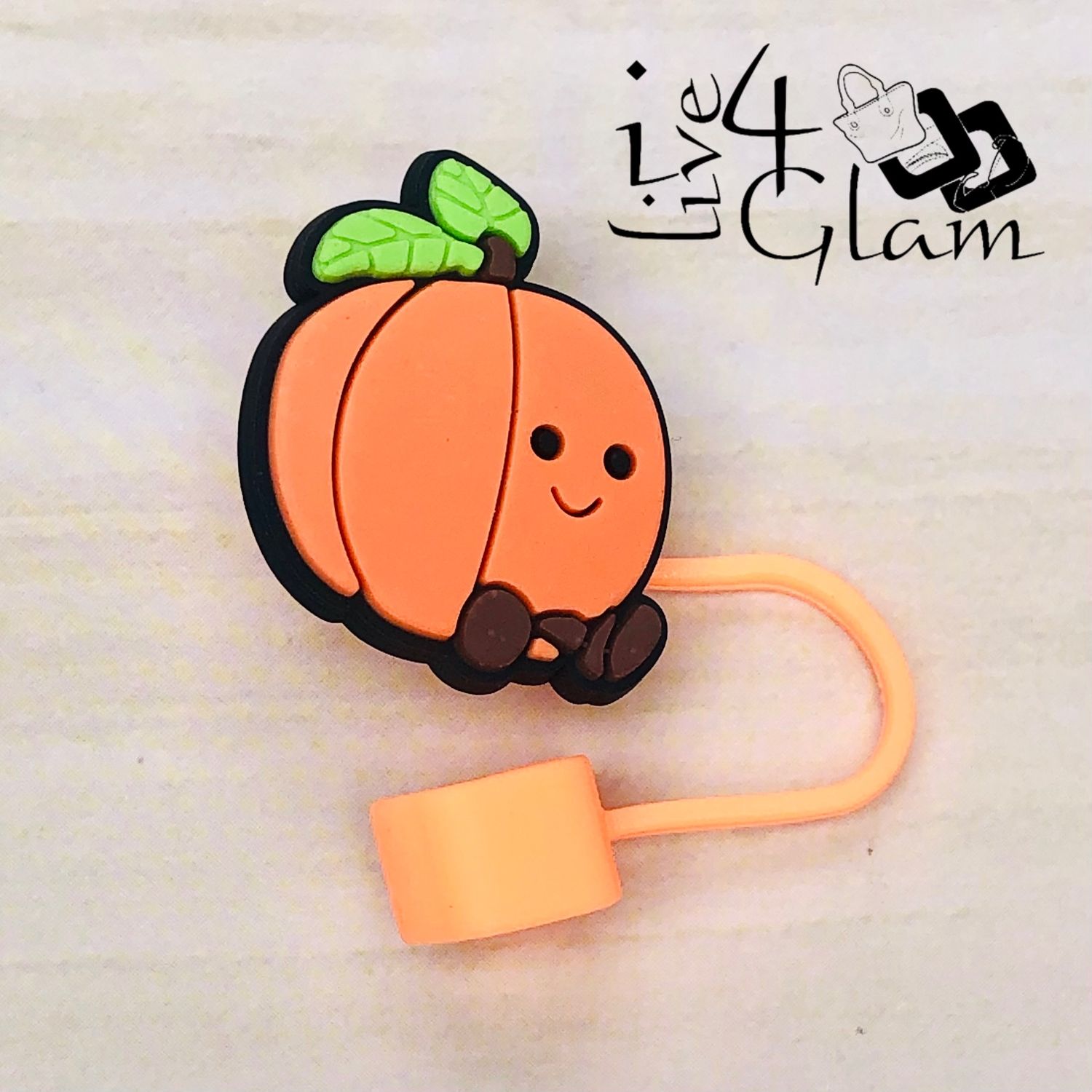 Orange Pumpkin Large Straw Cover