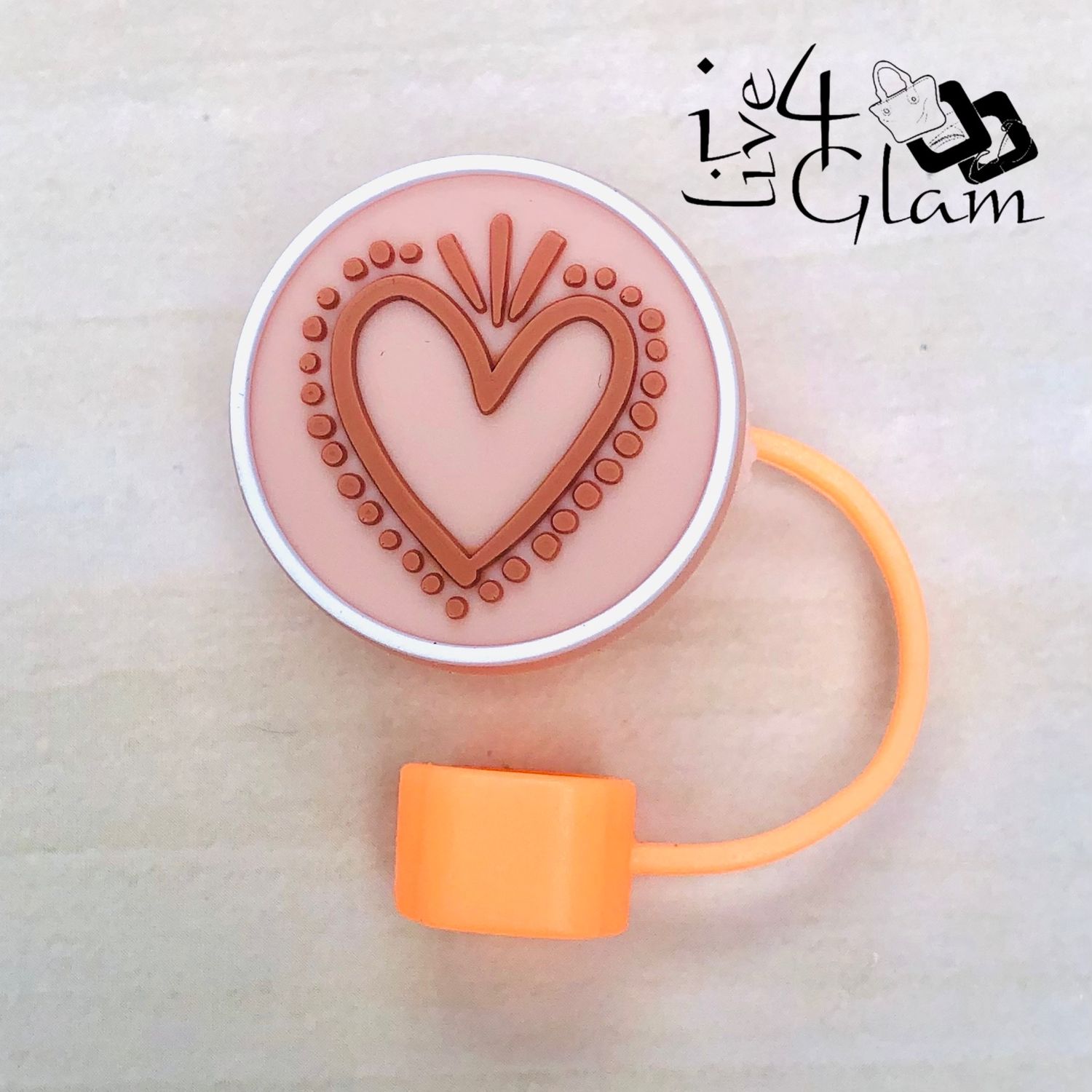 Orange Heart Large Straw Cover