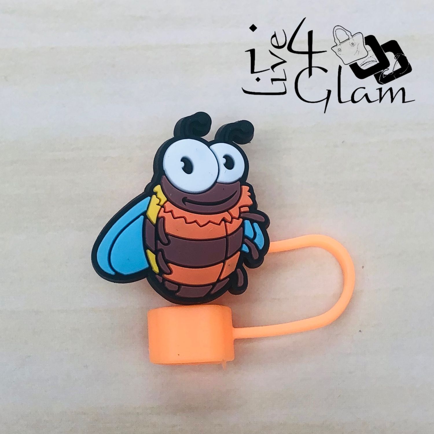 Orange Bee Large Straw Cover