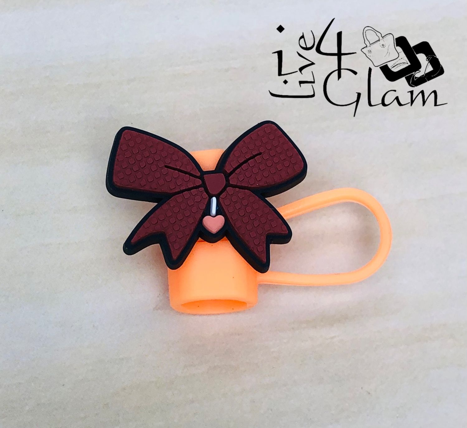 Brown Bow Orange Large Straw Cover