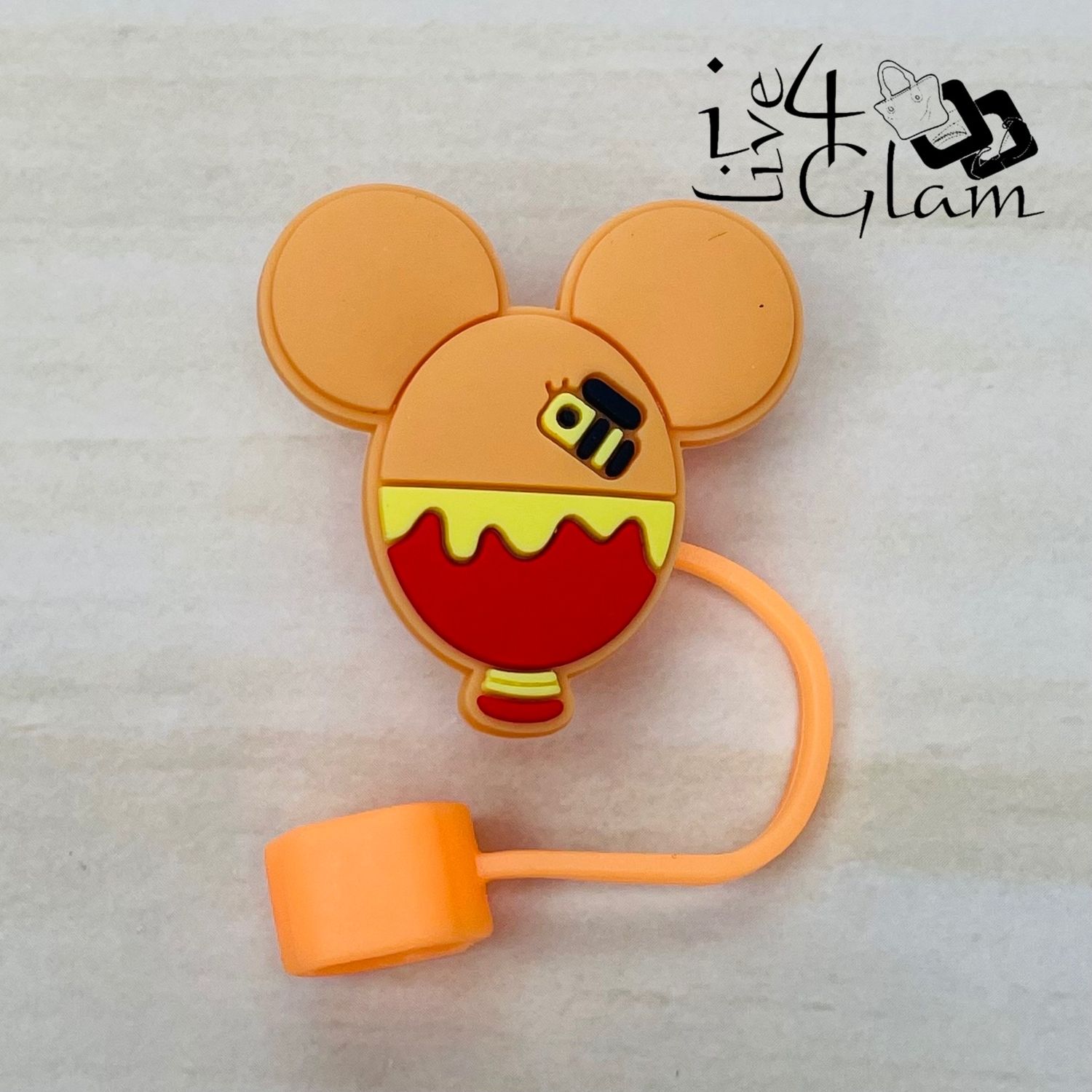 Orange Mickey Balloon Large Straw Cover