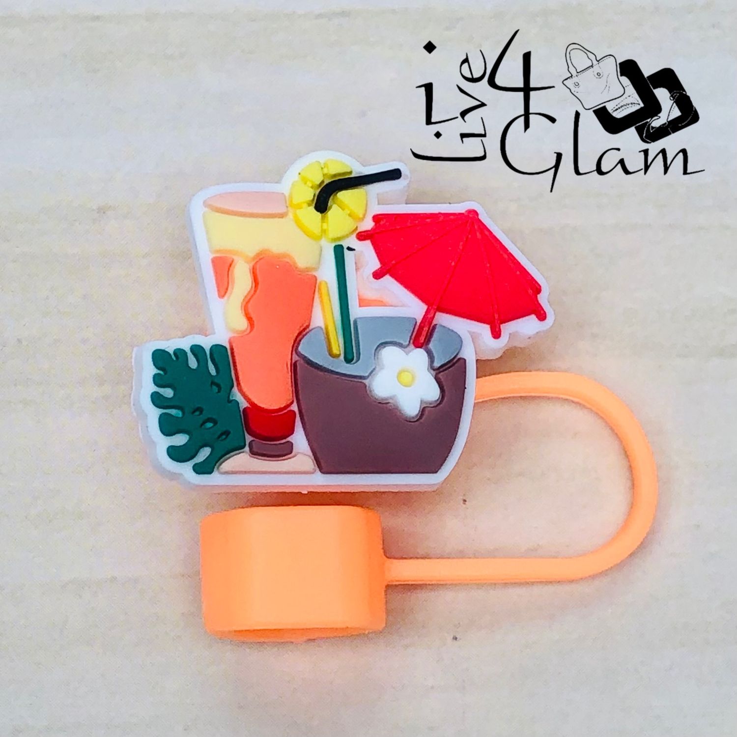 Orange Drinks Large Straw Cover