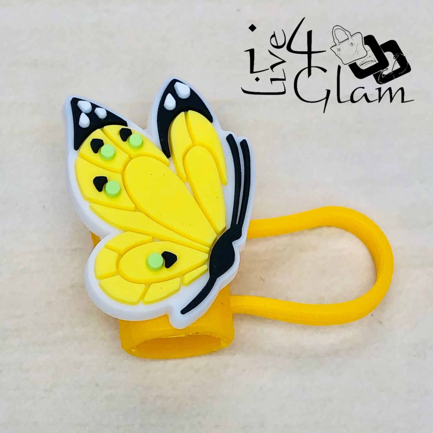 Butterfly Large Straw Cover , Style: Yellow w Spots