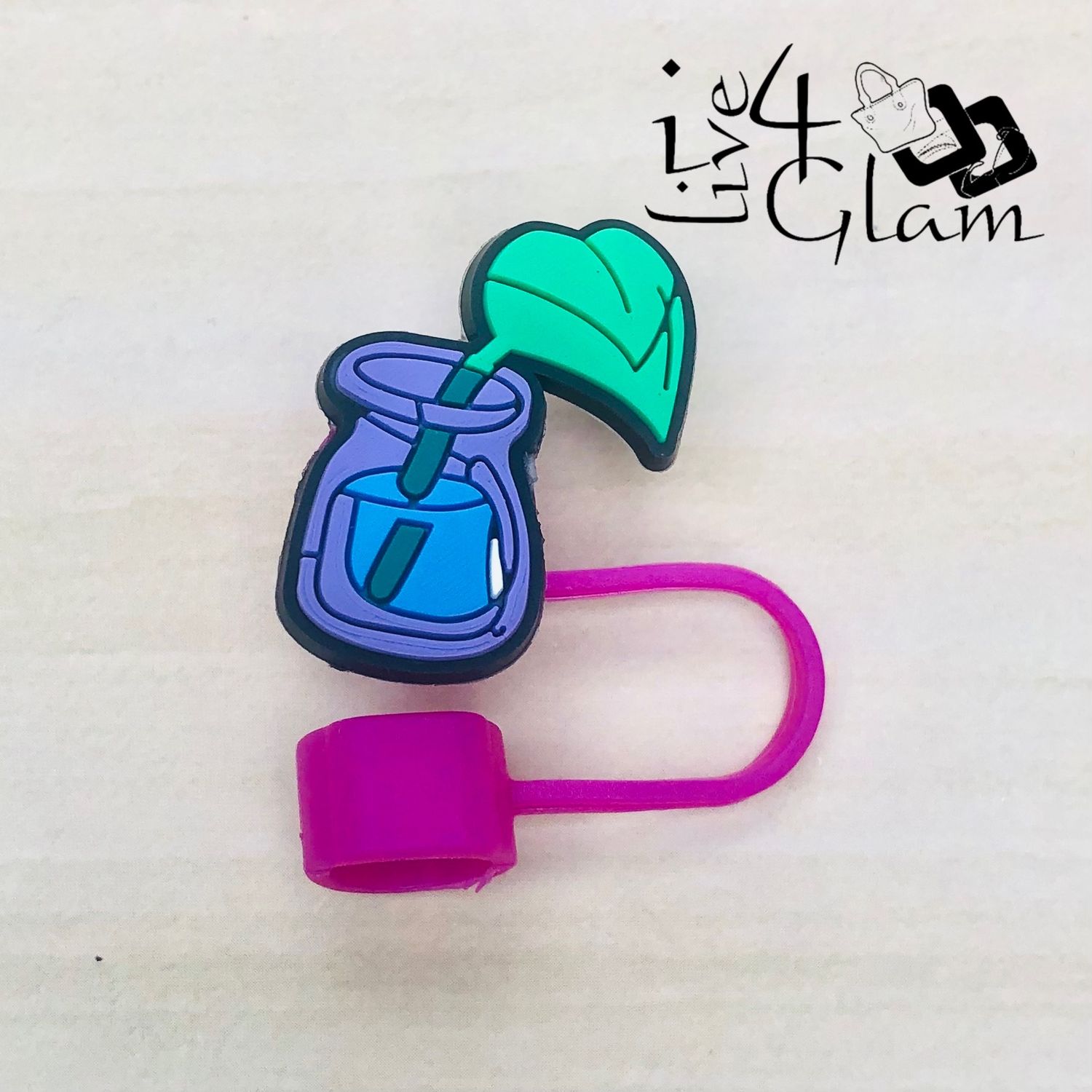 Plant Large Straw Cover , Style: Leaf in Glass