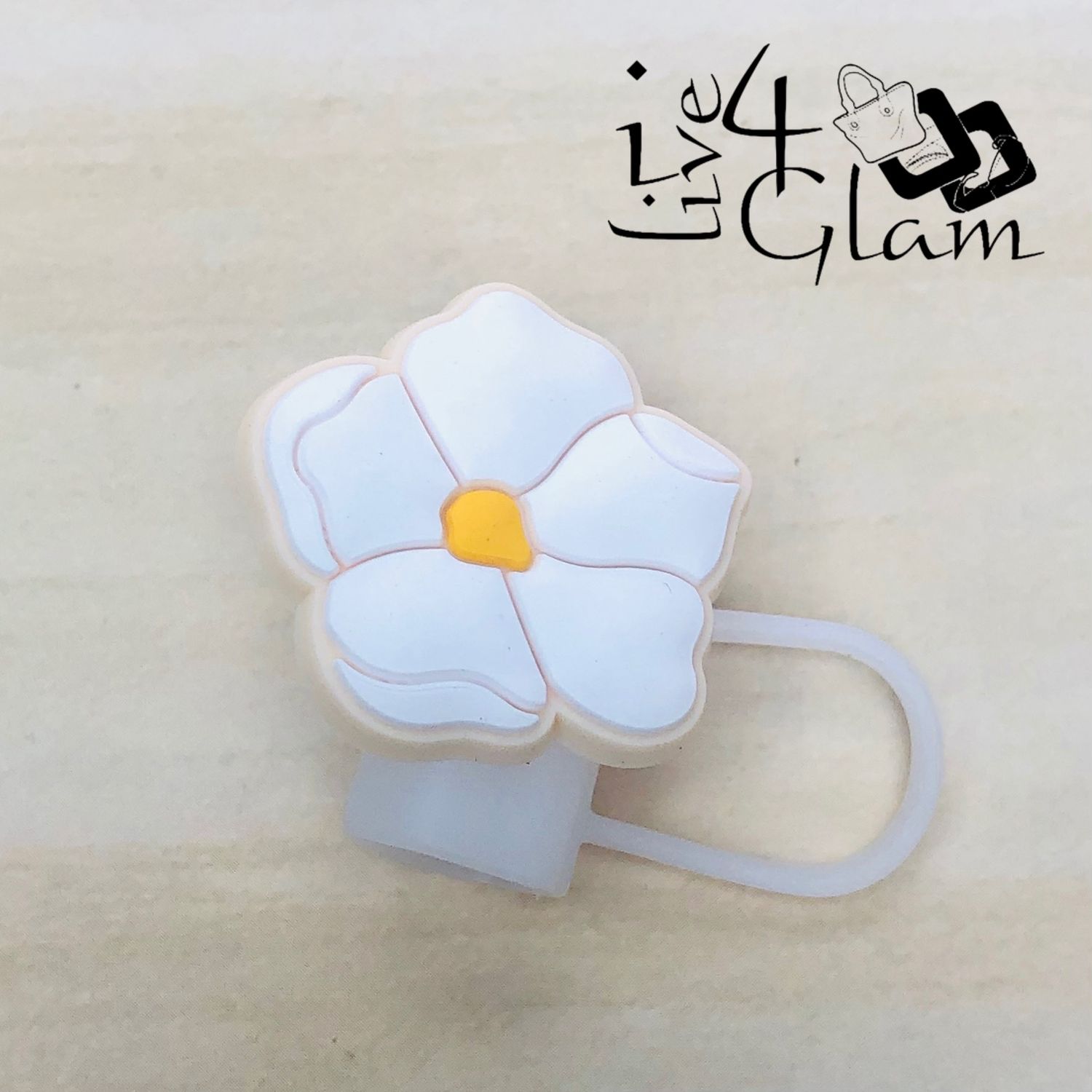 Flower Large Straw Cover , Style: White w Yellow