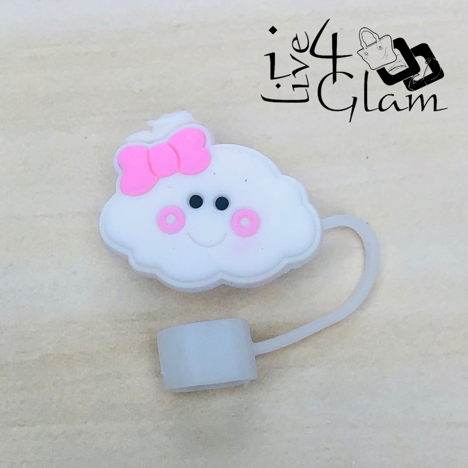 White Cloud w Bow Large Straw Cover