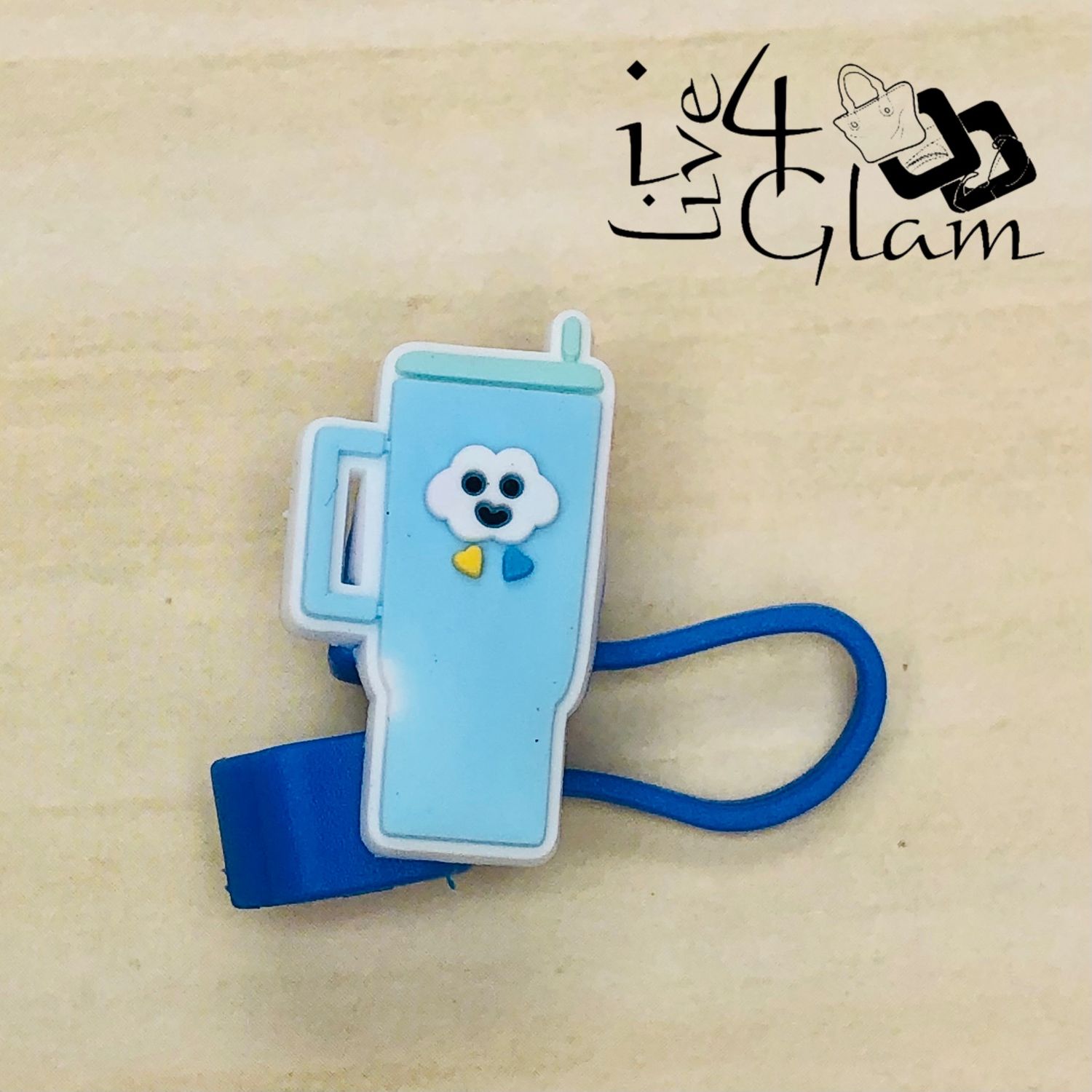 Blue Cup w Cloud Large Straw Cover