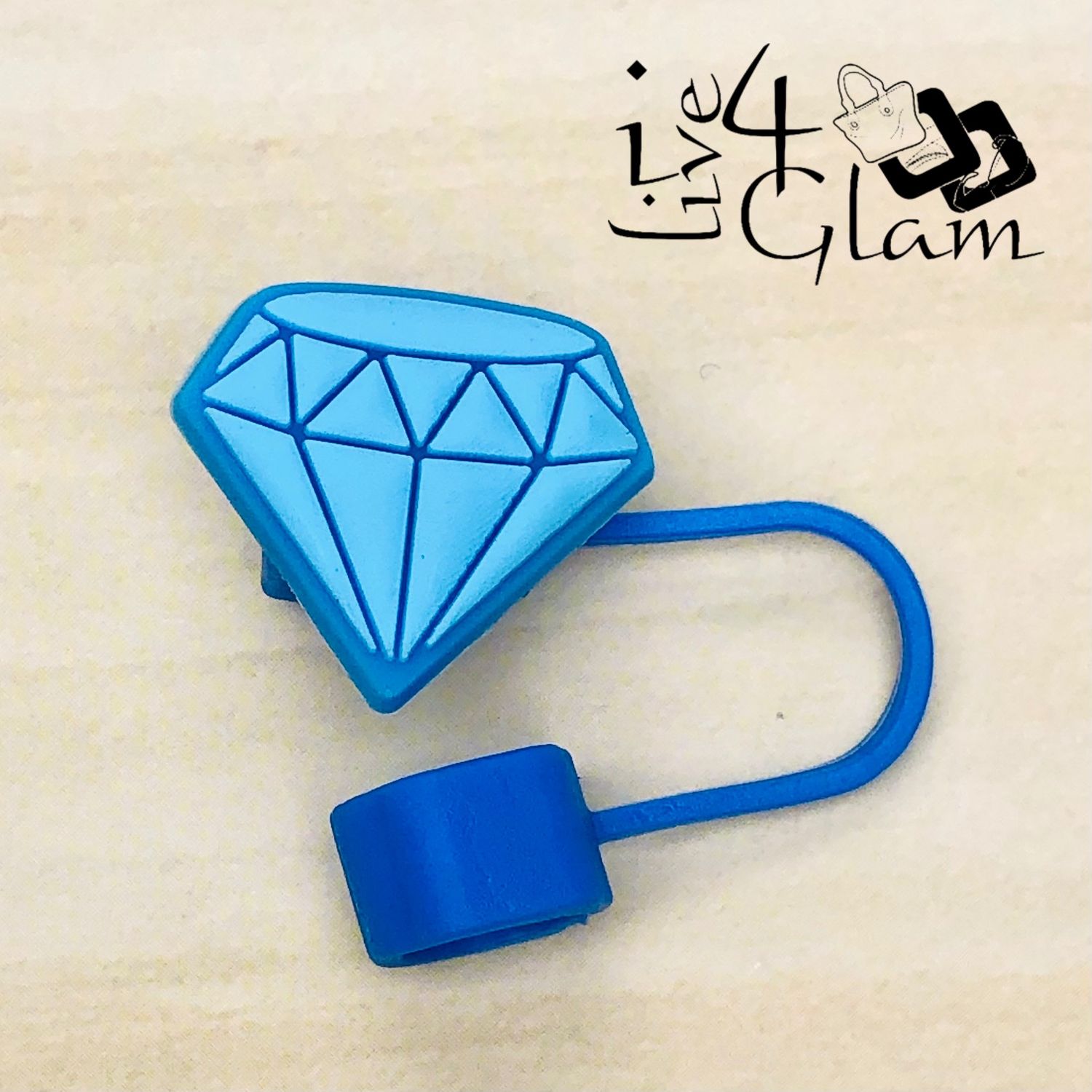 Blue Large Straw Cover , Style: Diamond
