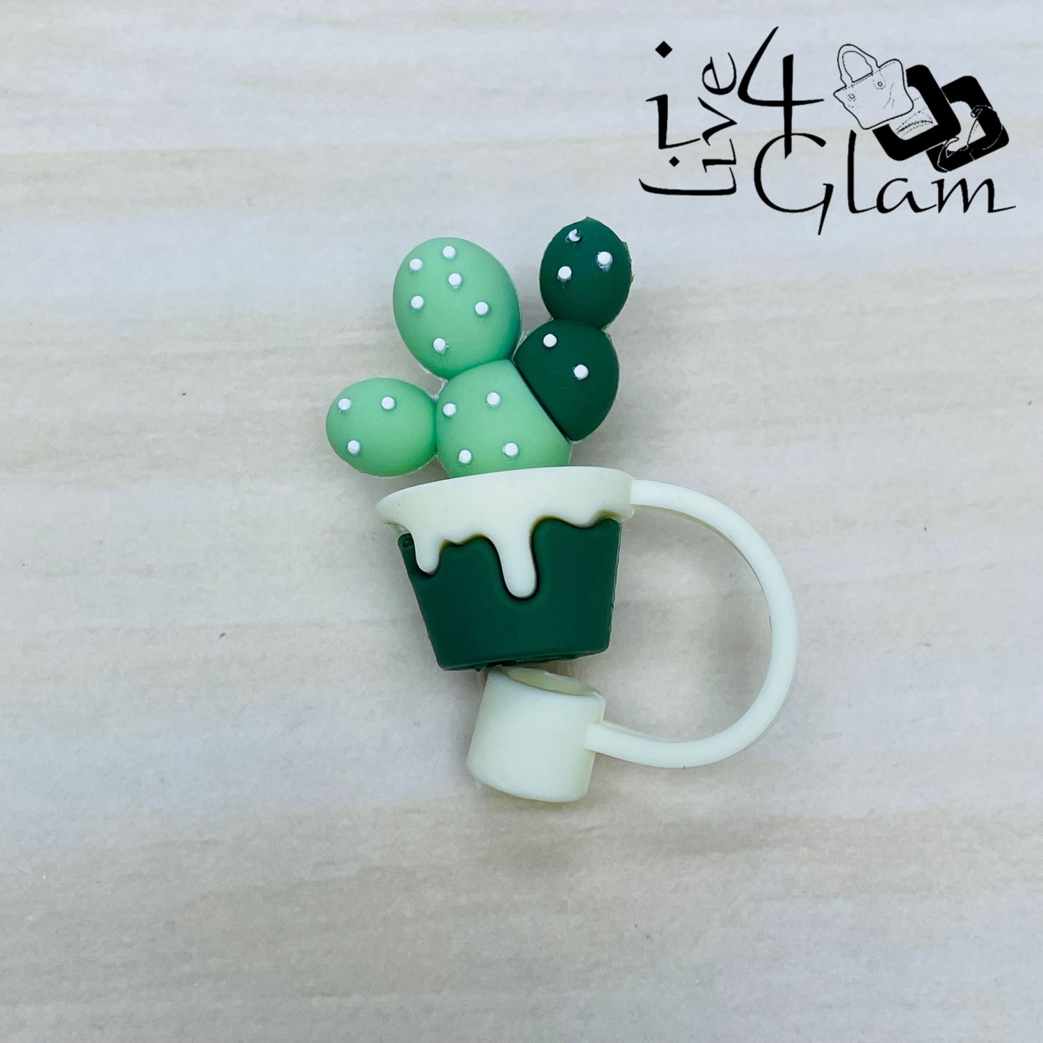 Silicone Straw Cover Green Cactus