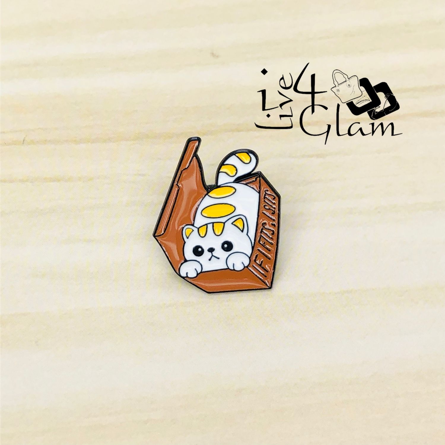 Cat Enamel Pin, Style: Cat in Box
