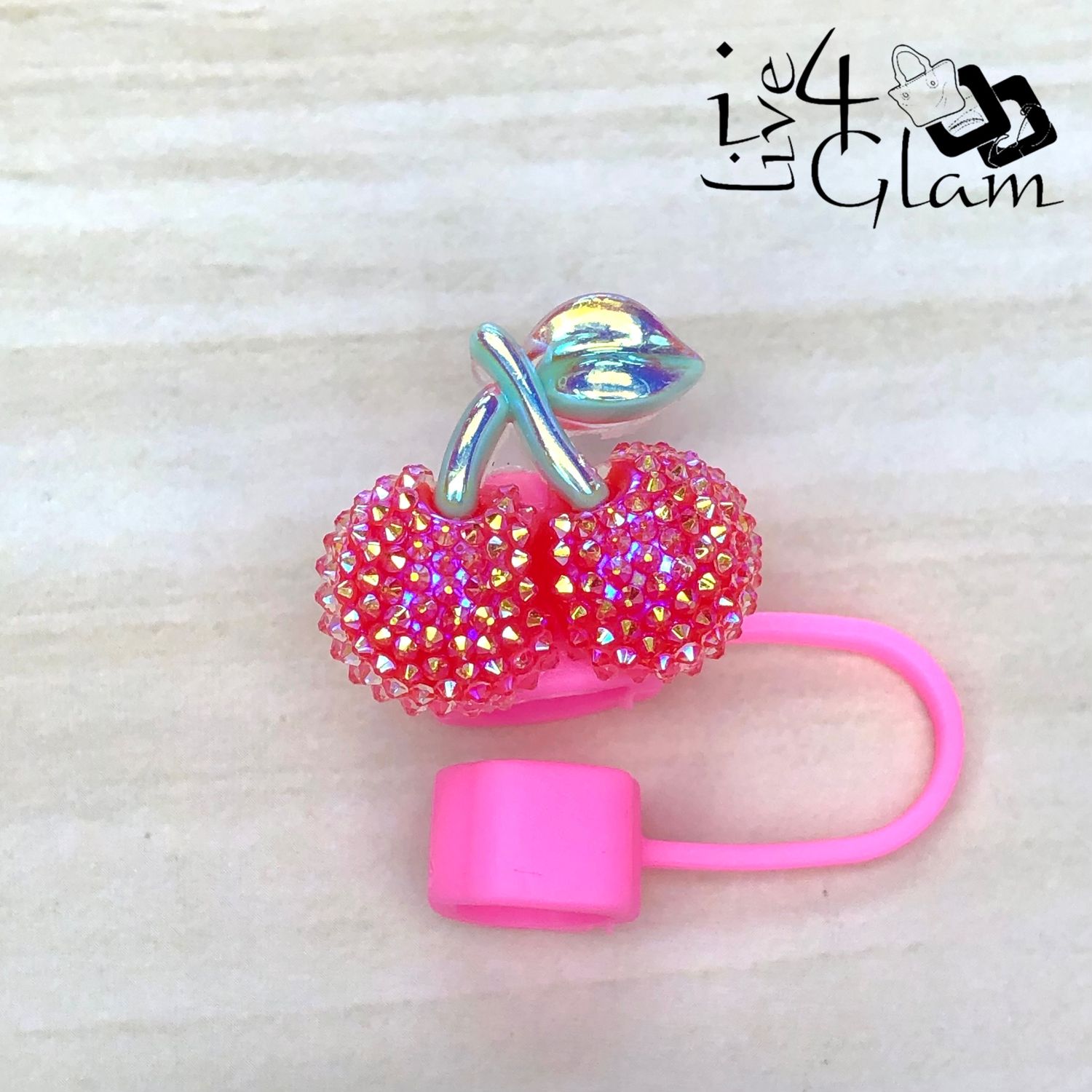 Iridescent Cherry Pink Large Straw Cover