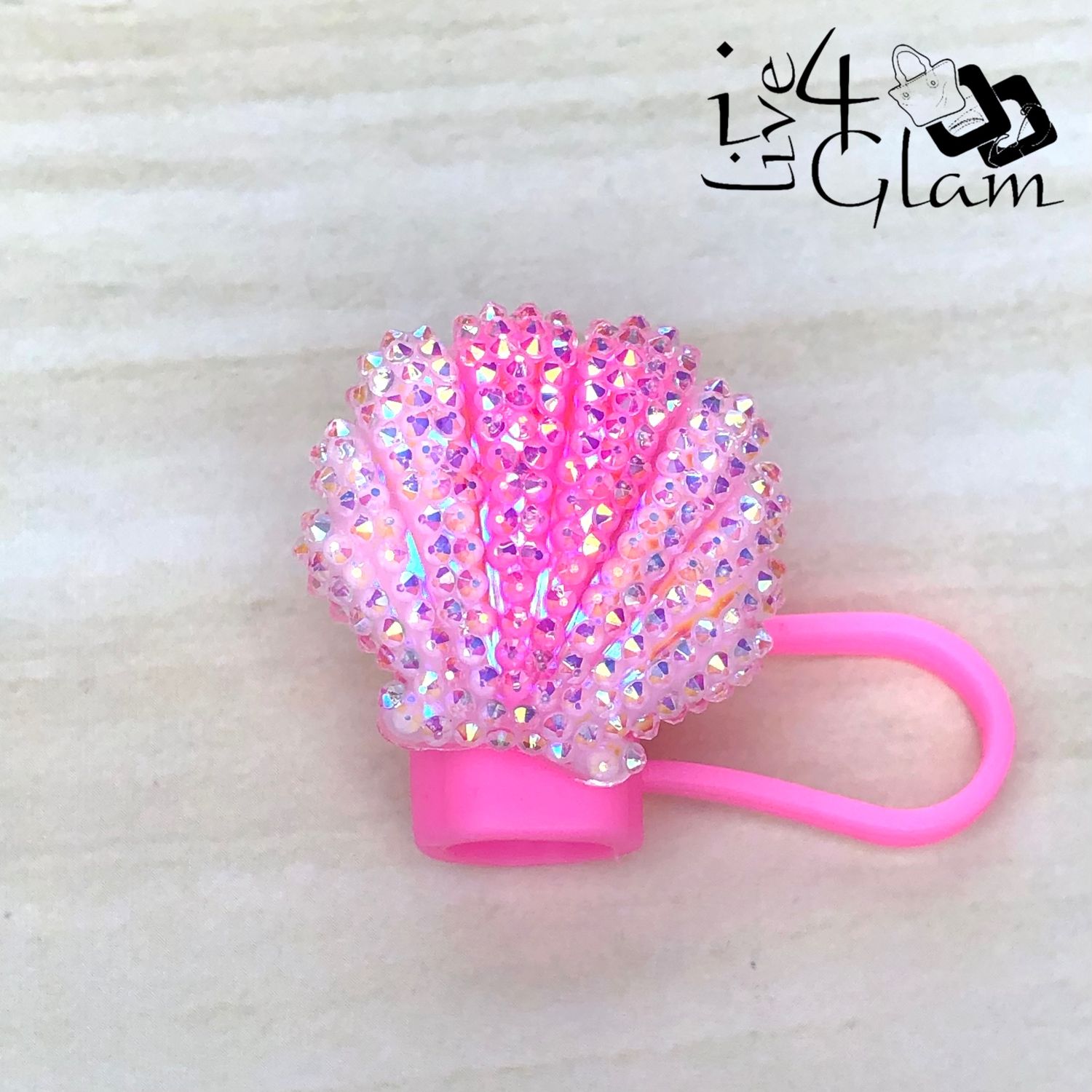 Iridescent Seashell Pink Large Straw Cover