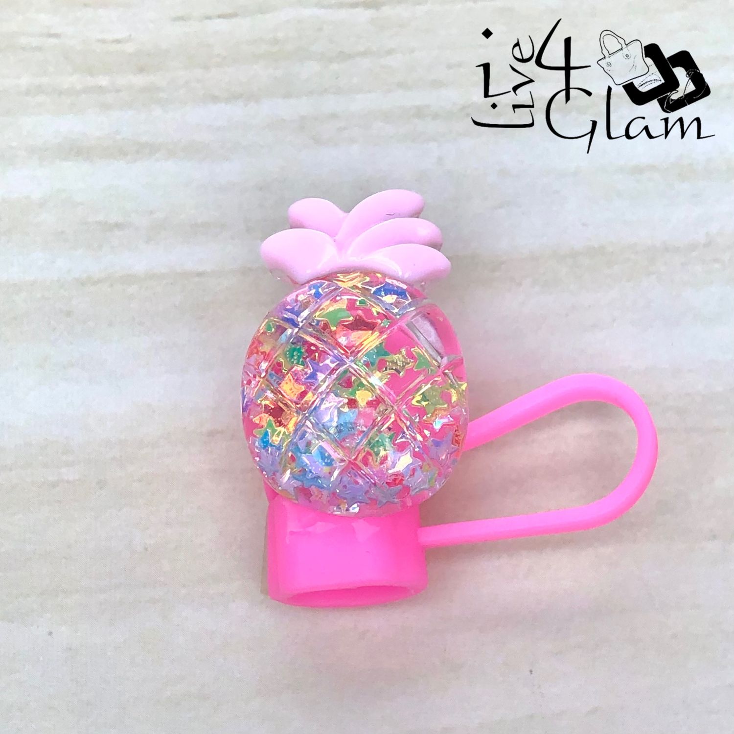 Iridescent Pineapple Pink Large Straw Cover