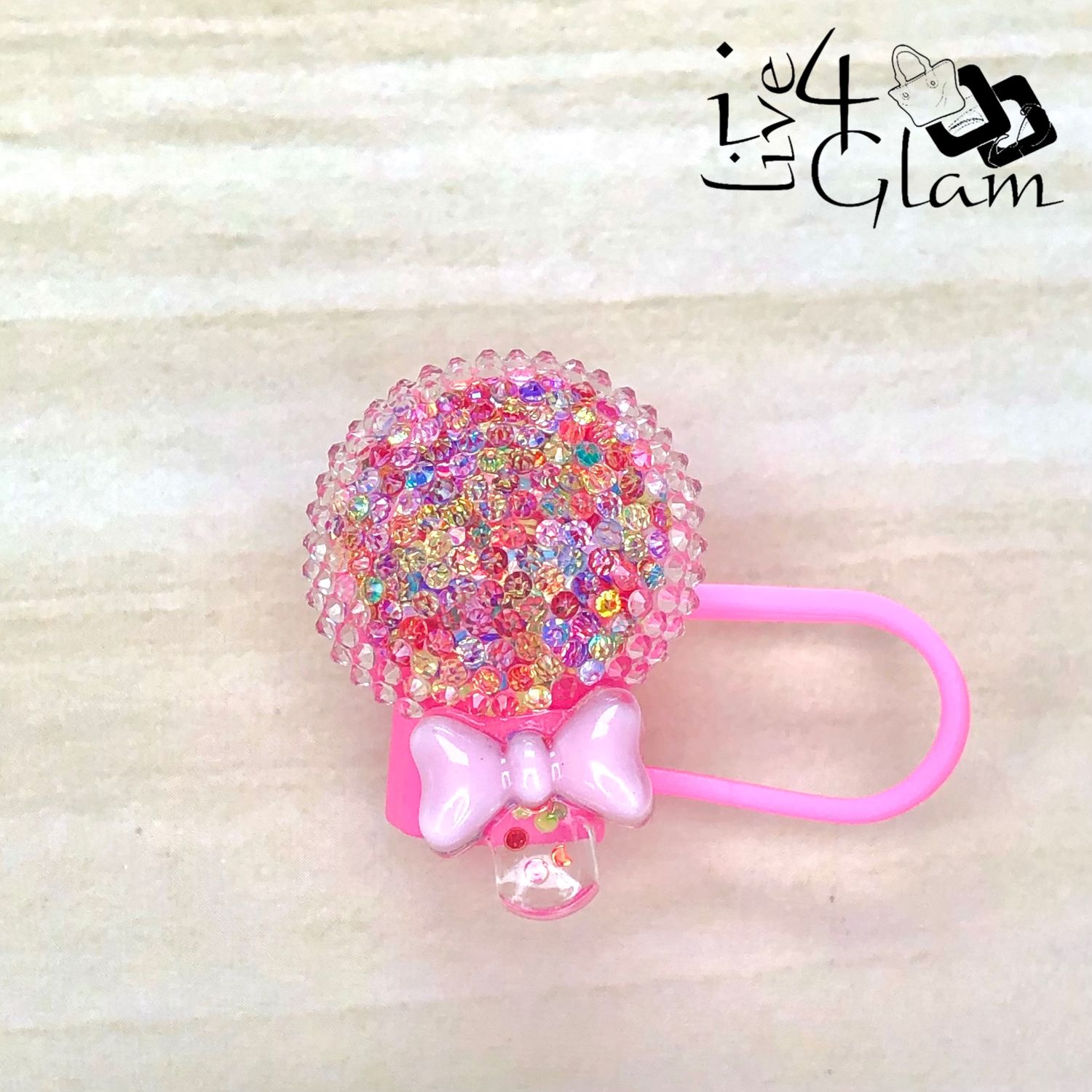 Iridescent Lollipop Pink Large Straw Cover