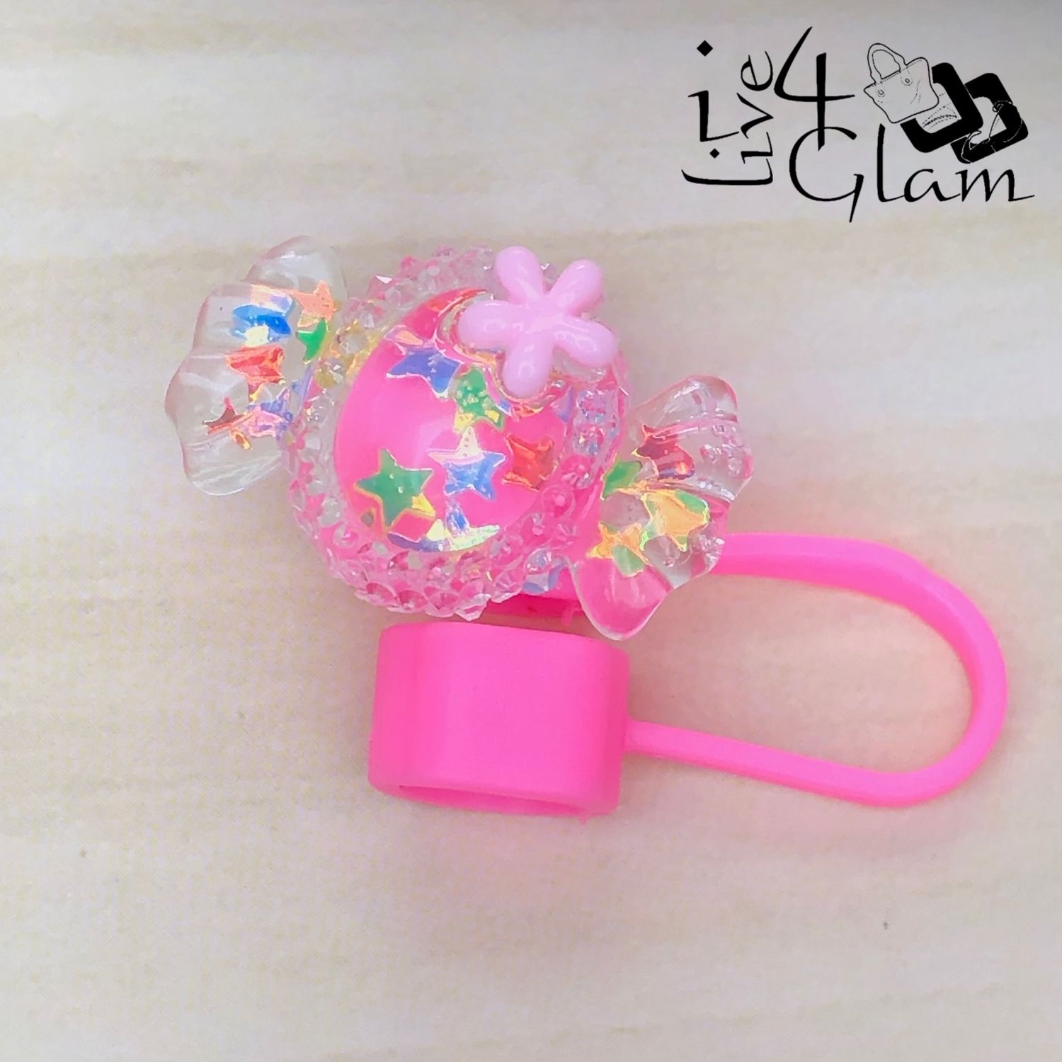 Iridescent Candy Pink Large Straw Cover