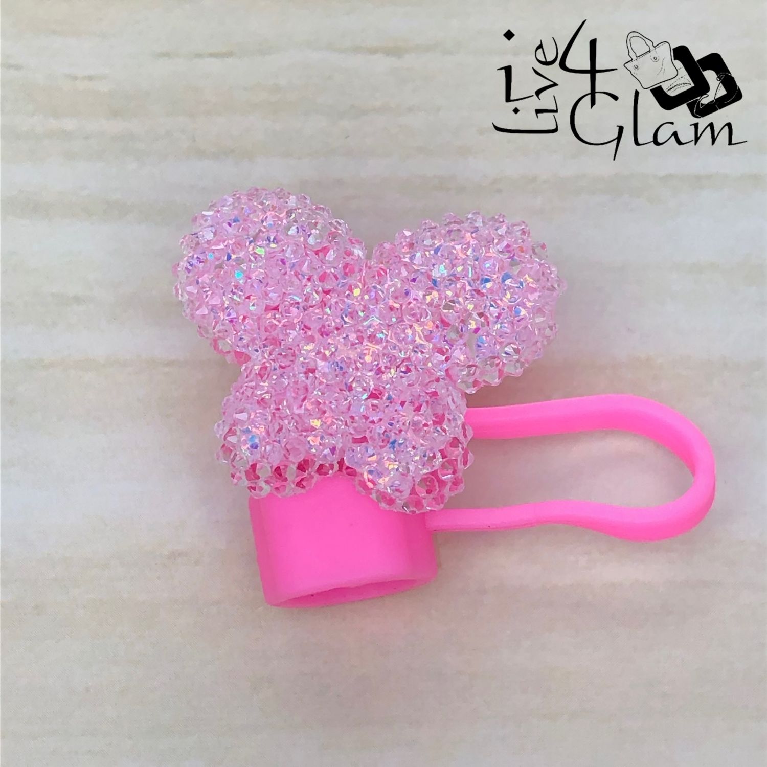 Iridescent Butterfly Pink Large Straw Cover