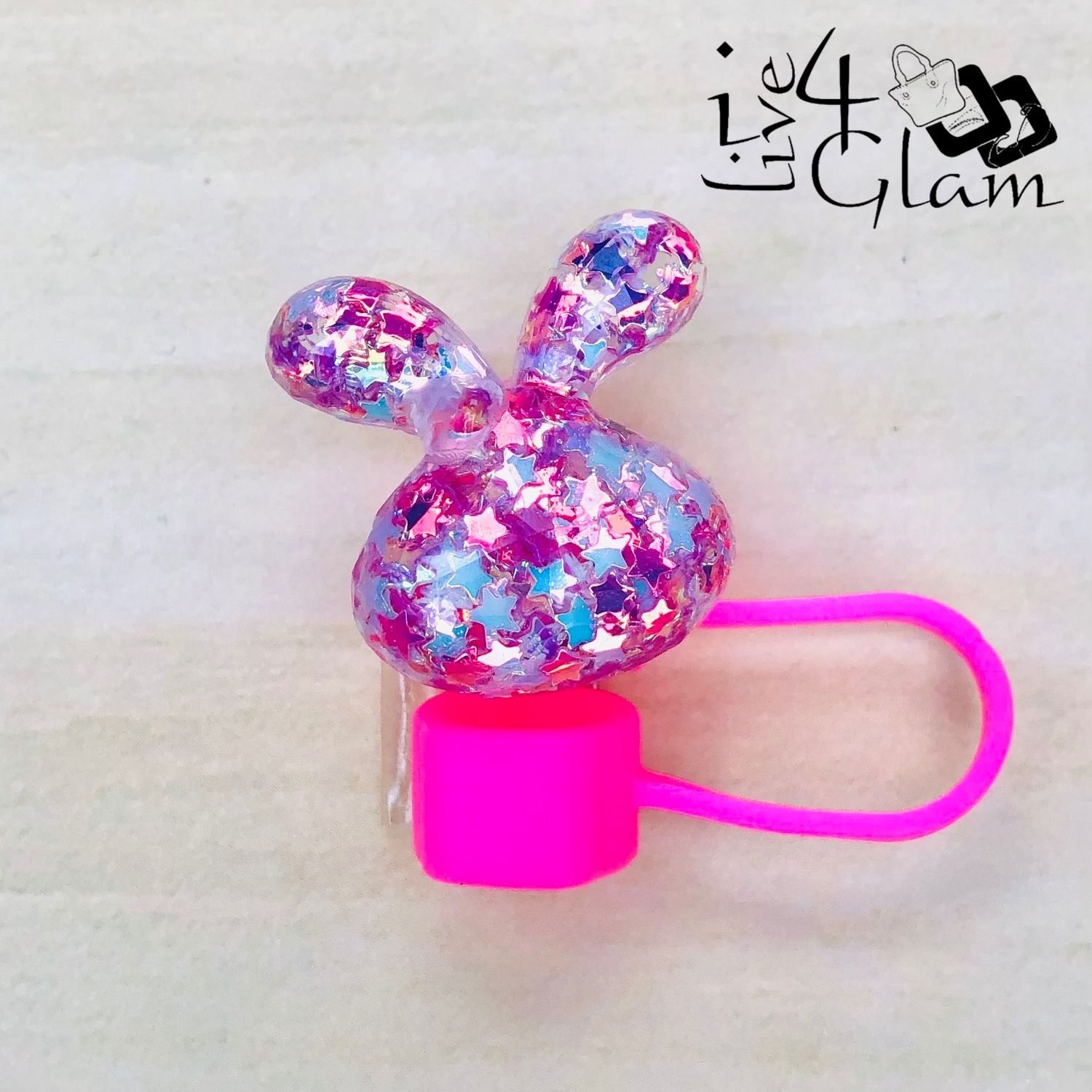 Pink Iridescent Bunny Pink Large Straw Cover