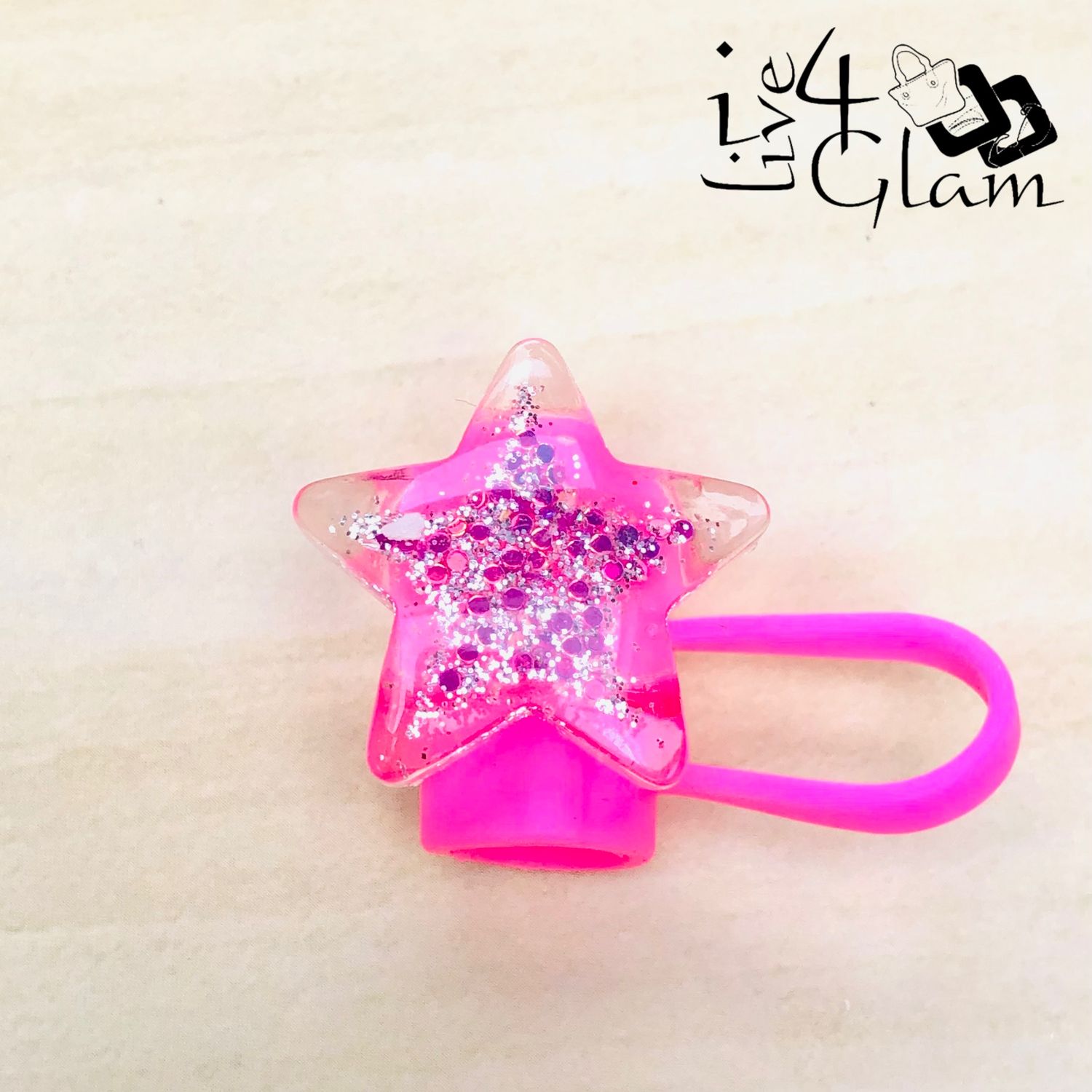 Glitter Star Pink Large Straw Cover