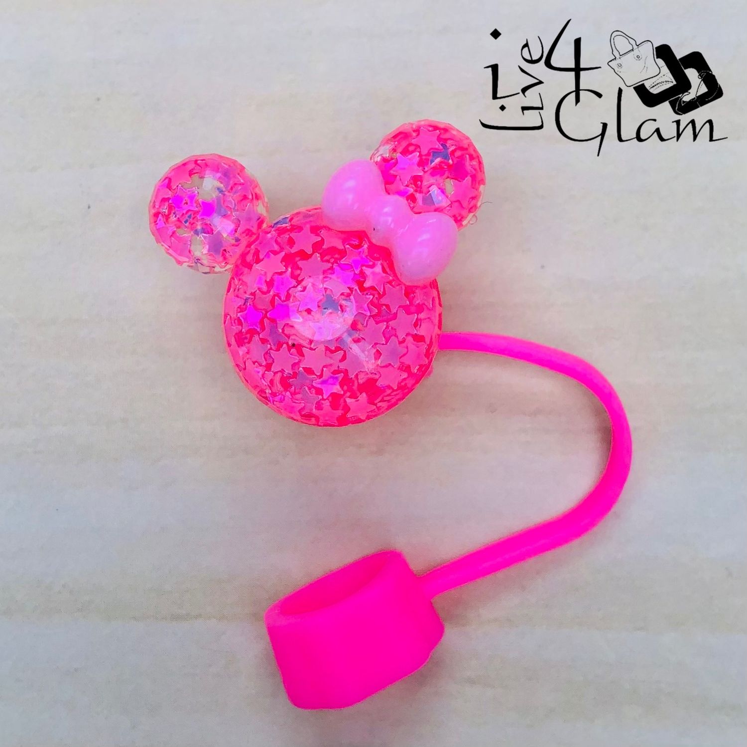 Pink Iridescent Mickey Pink Large Straw Cover