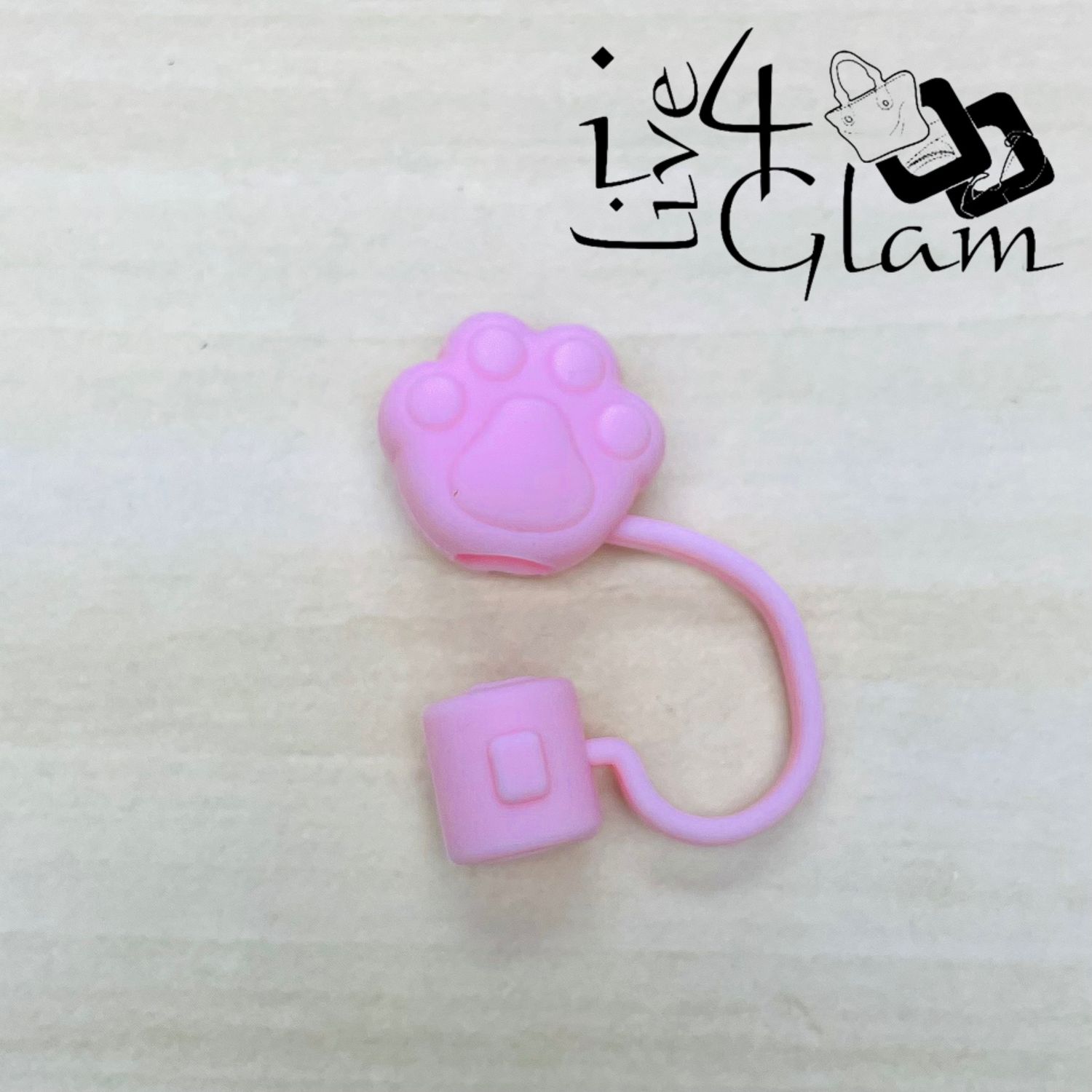 Silicone Straw Cover Pink Paw
