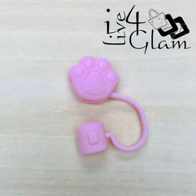 Silicone Straw Cover Pink Paw