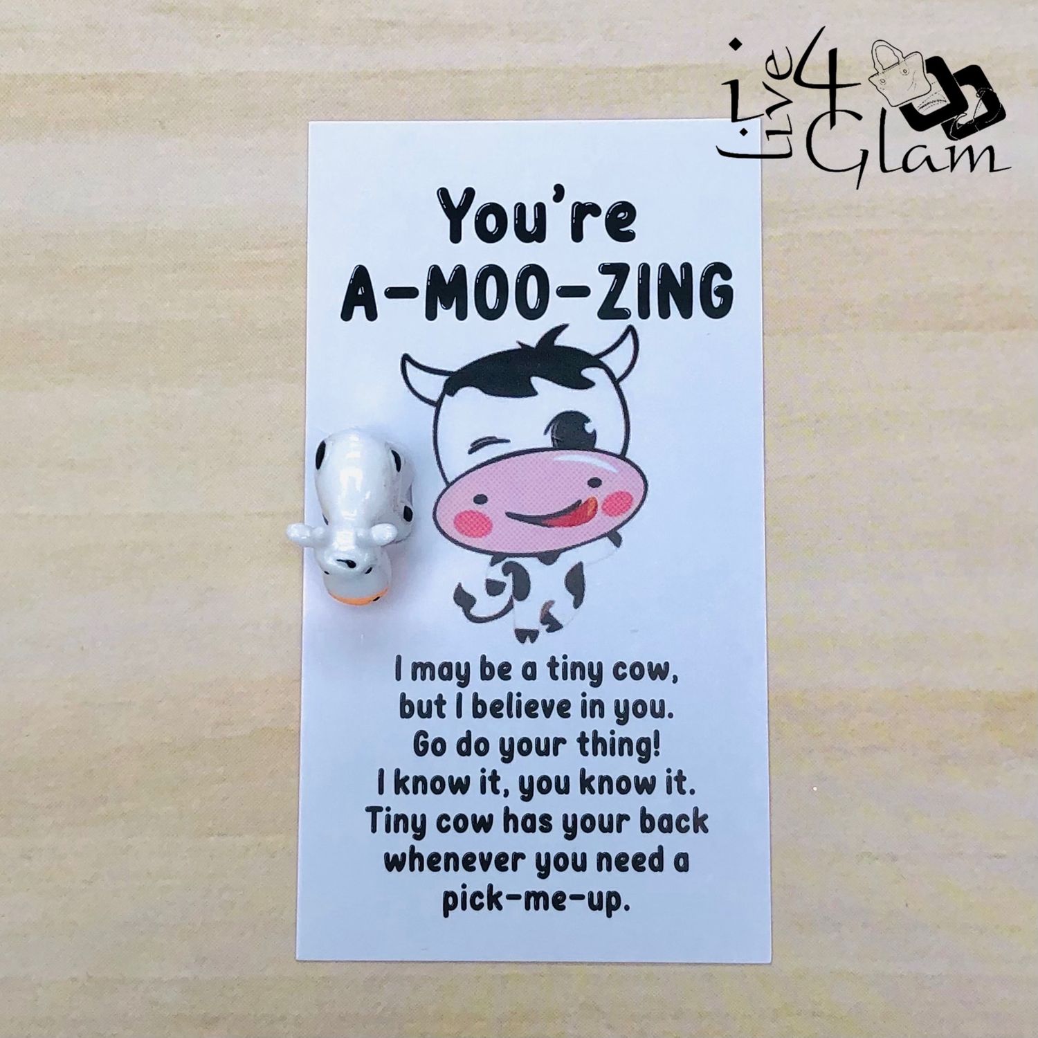 Inspirational Card with Pocket Animal Cow