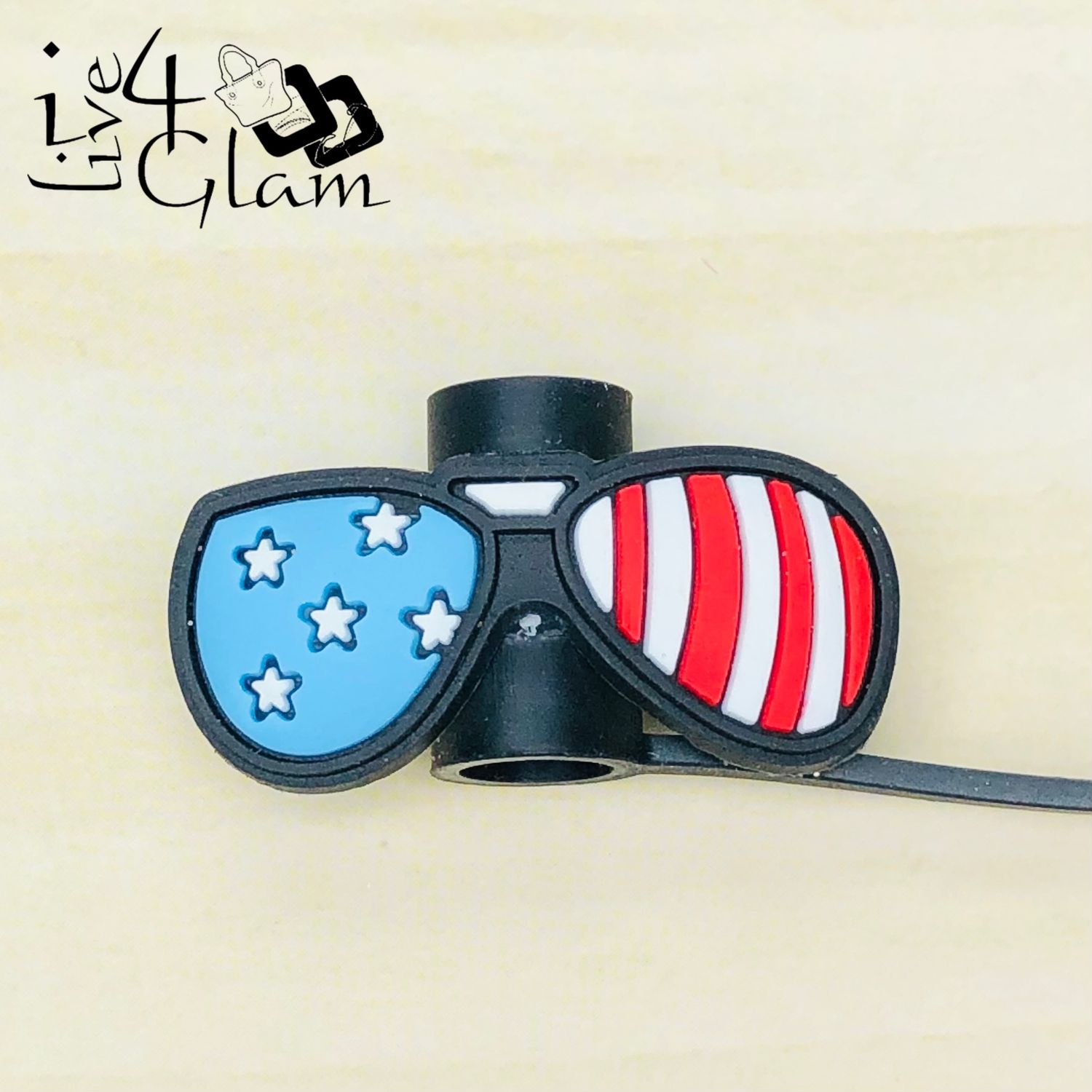 Silicone Straw Cover, Style: American Flag Sunglasses