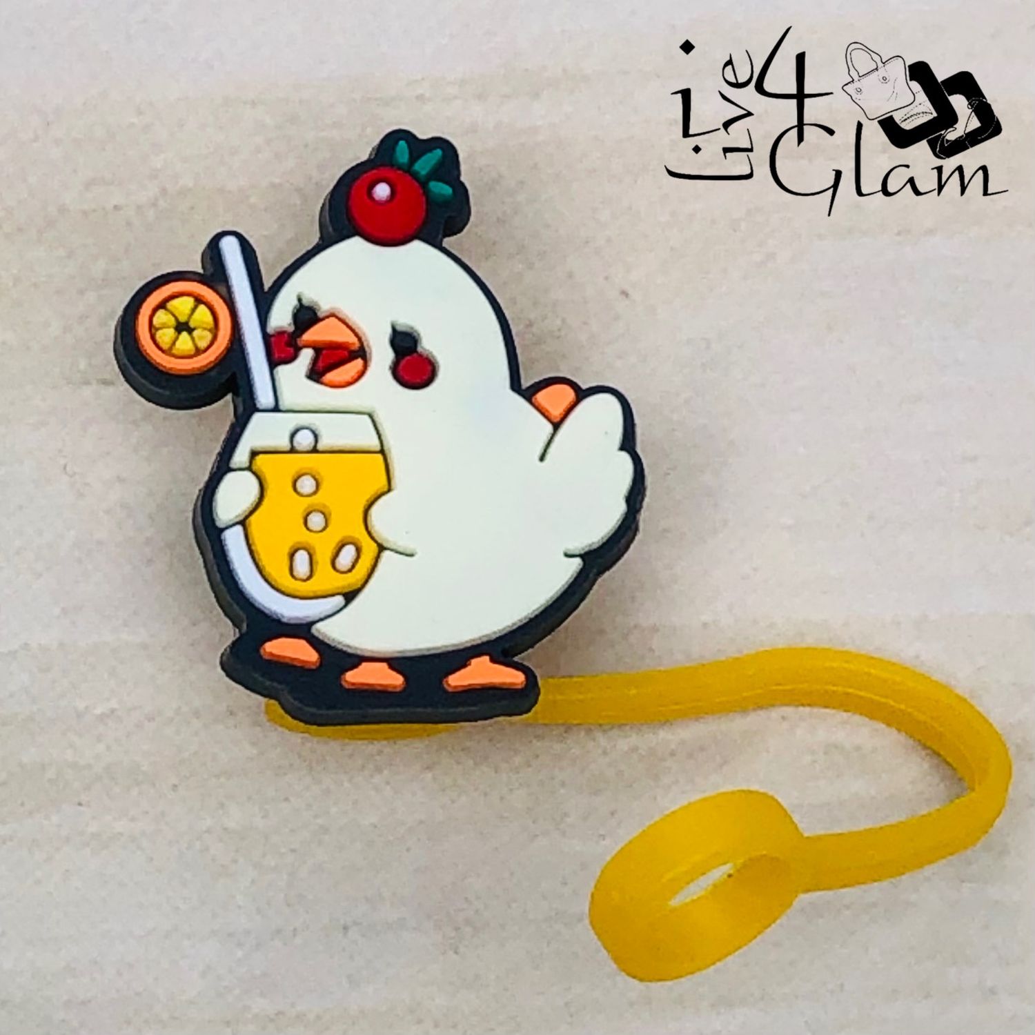 Yellow Silicone Straw Cover, Style: Chicken