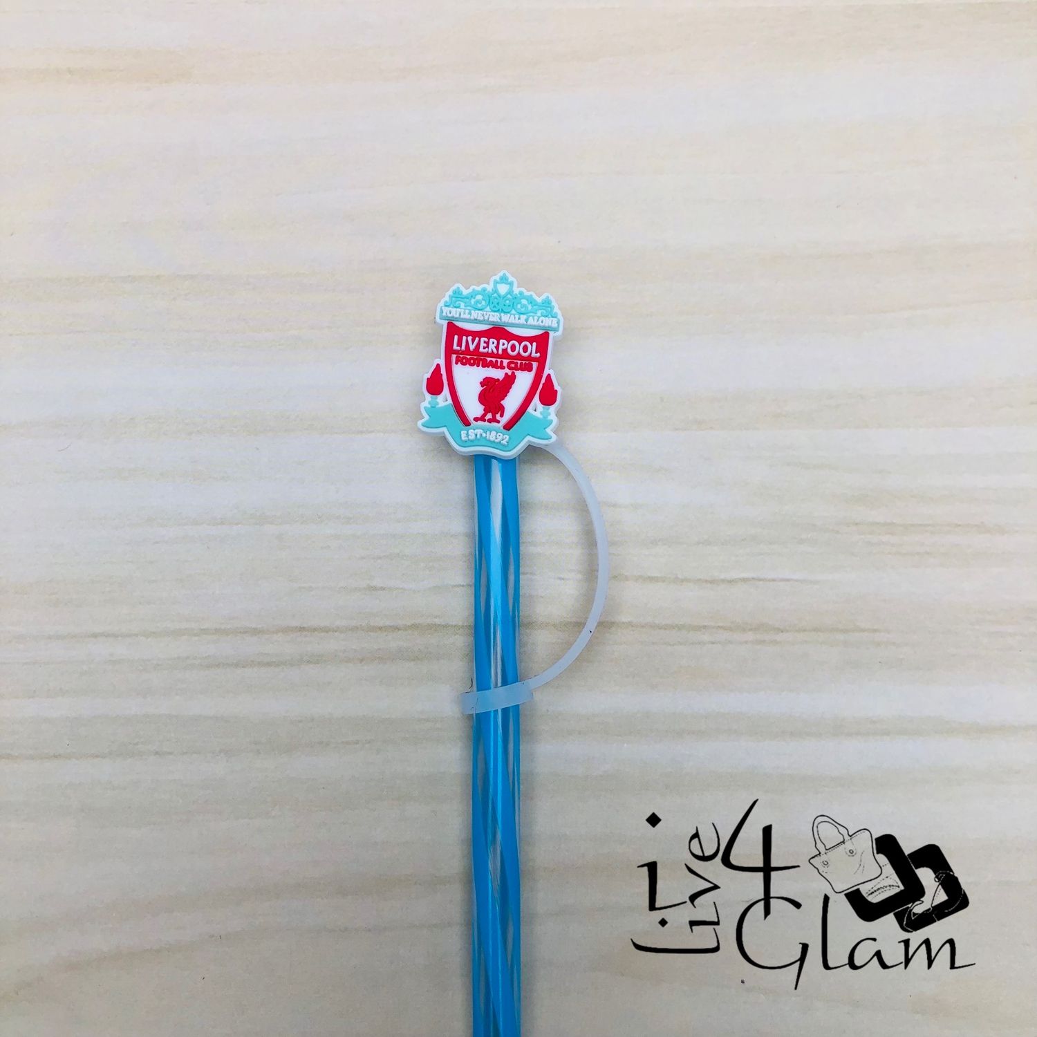 Neon Blue Straw w Cover, Style: Liverpool