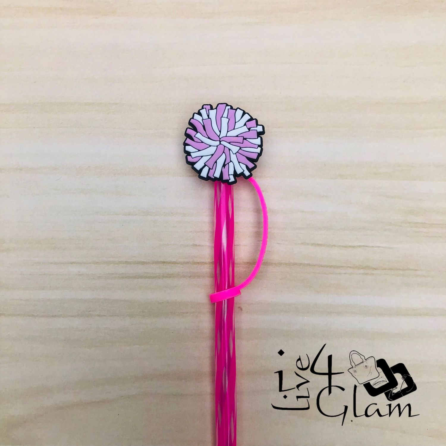 Neon Pink Straw w Cover, Style: Cheerleader