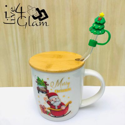 Christmas Ceramic Mug with Straw Cover Style 1